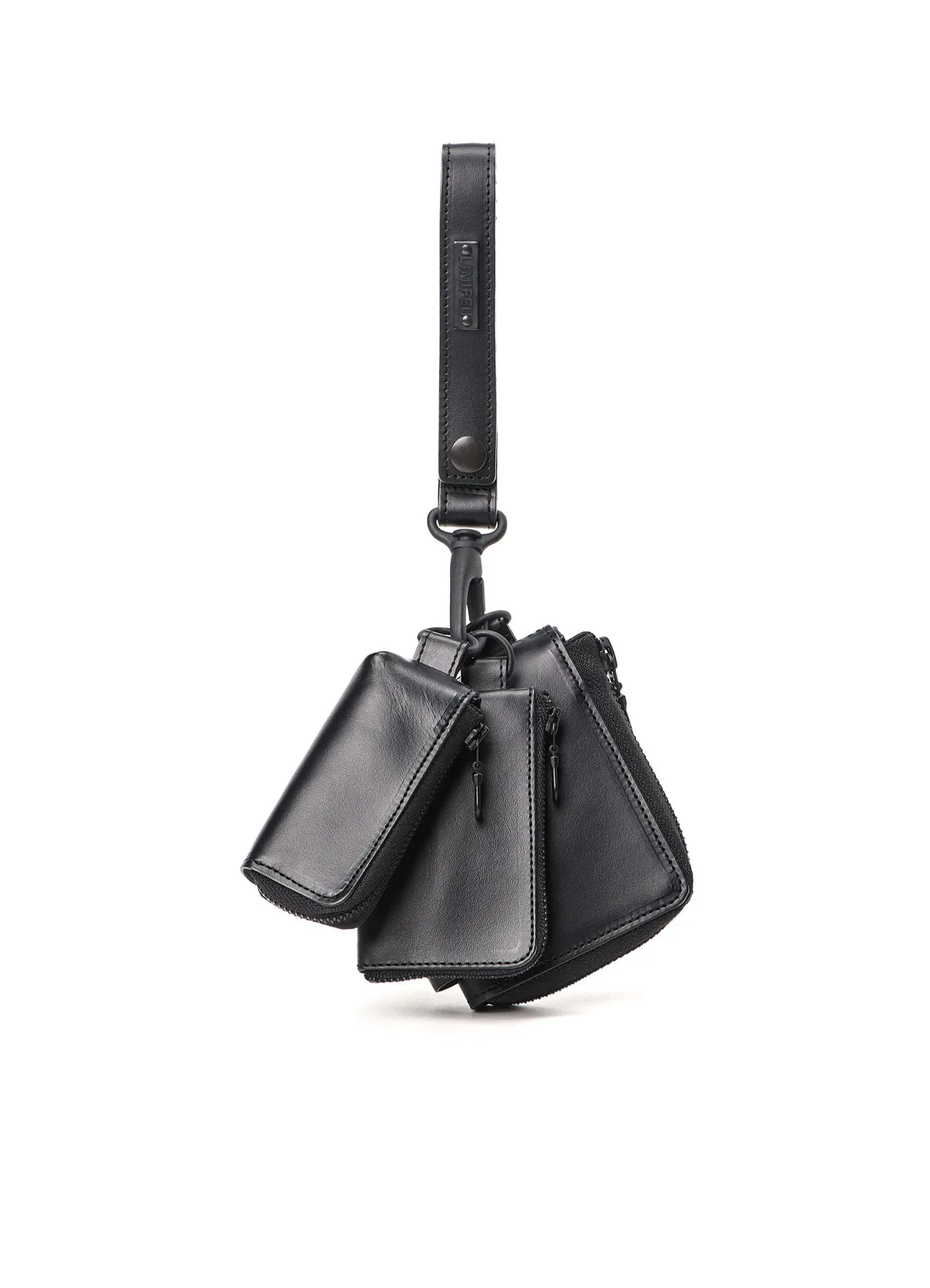 MATTE OIL LEATHER 3-LAYER POUCH sold by Yohji Yamamoto