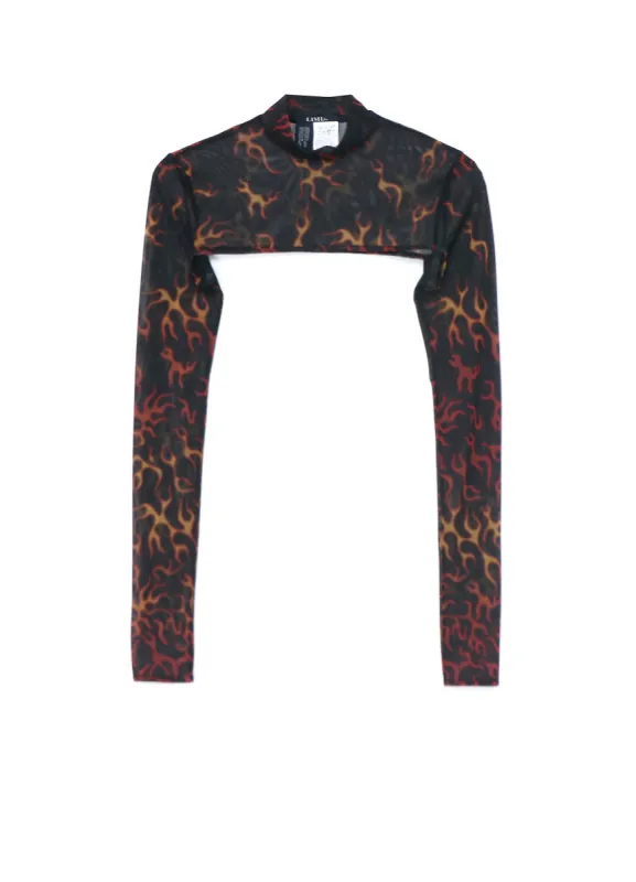 FIRE PRINT EXTREME CROP TOP WITH MOCK TURTLENECK sold by Yohji Yamamoto