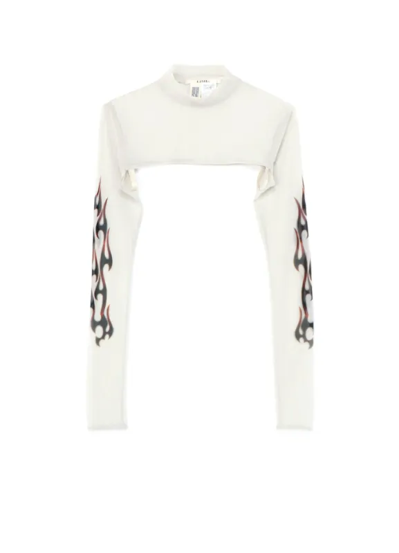 FIRE PRINT EXTREME CROP TOP WITH MOCK TURTLENECK sold by Yohji Yamamoto