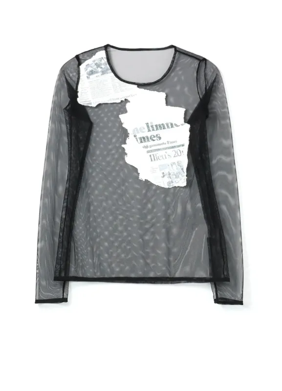 Newspaper Print Tight Long Sleeve T sold by Yohji Yamamoto