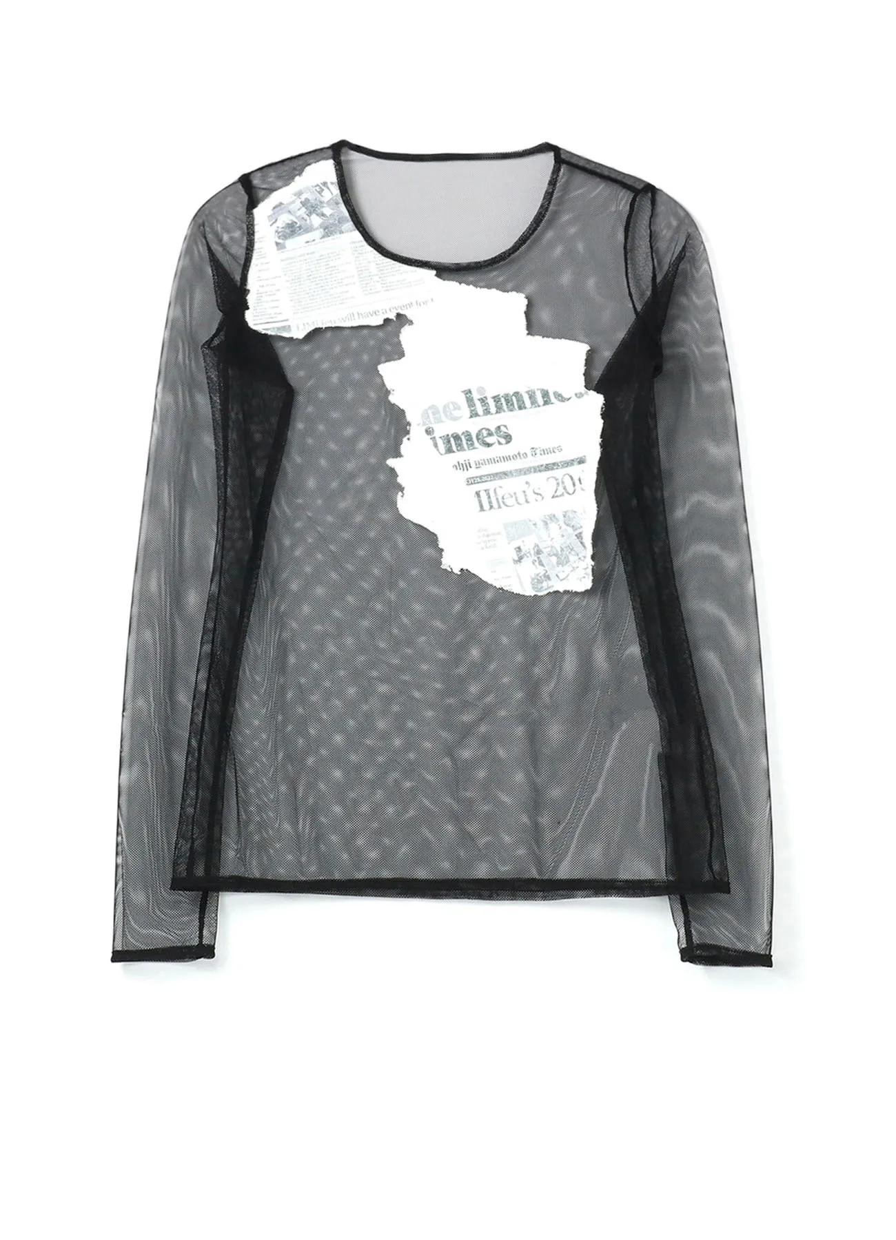 Newspaper Print Tight Long Sleeve T sold by Yohji Yamamoto