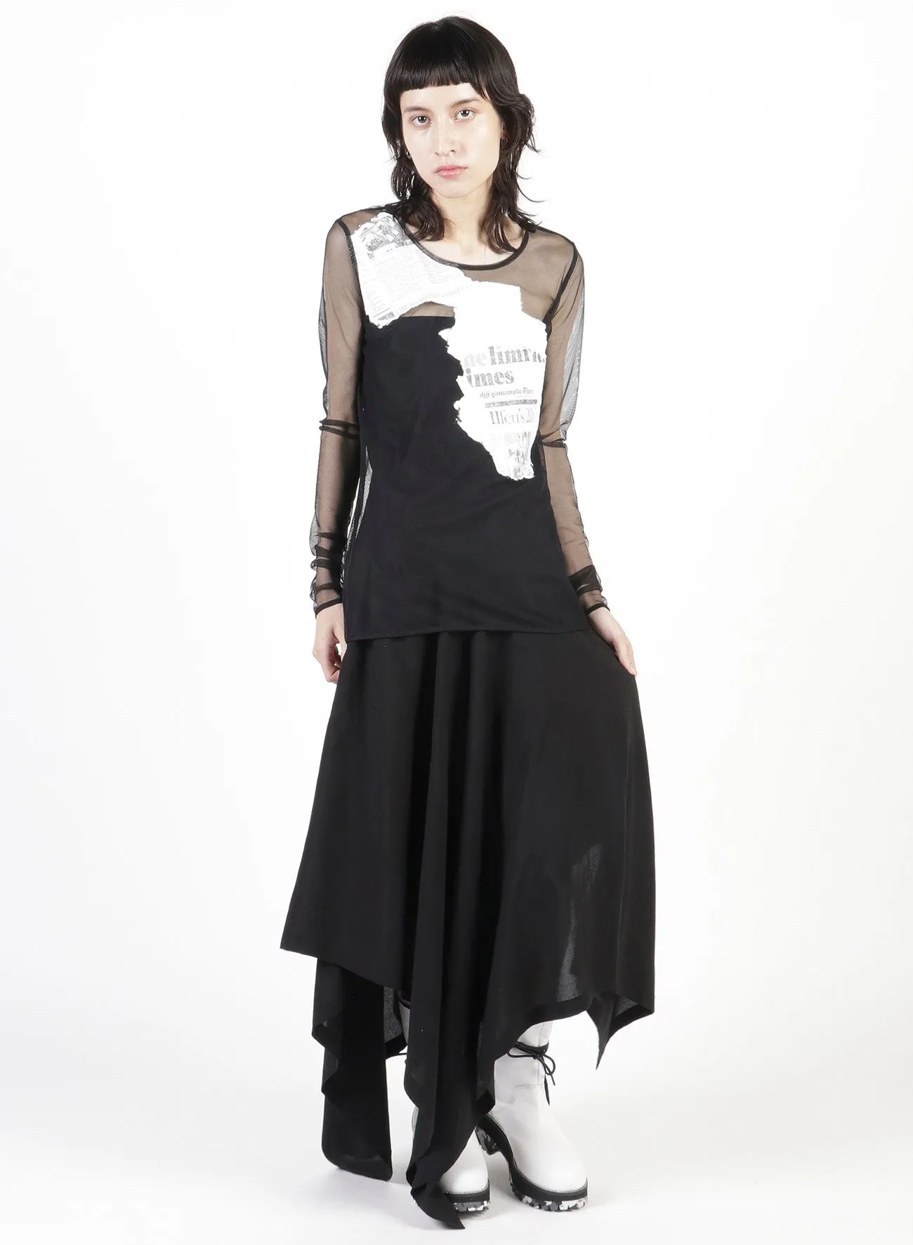 Newspaper Print Tight Long Sleeve T sold by Yohji Yamamoto product image thumbnail 4