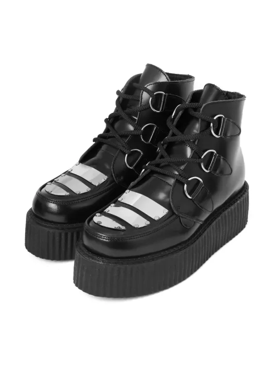 LIMI feuĂ—UNDERGROUND(R) BLACK LEATHER BOOTS WITH METAL PLATES sold by Yohji Yamamoto