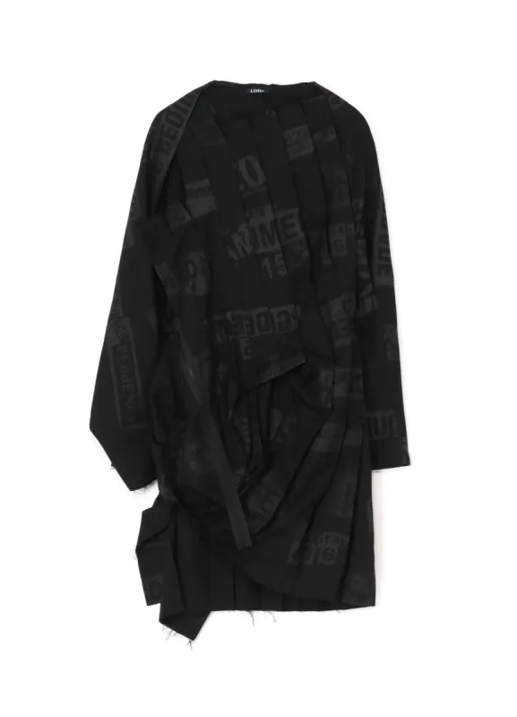 PRINTED SERGE DRESS WITH PLEATED FRONT DETAILS sold by Yohji Yamamoto