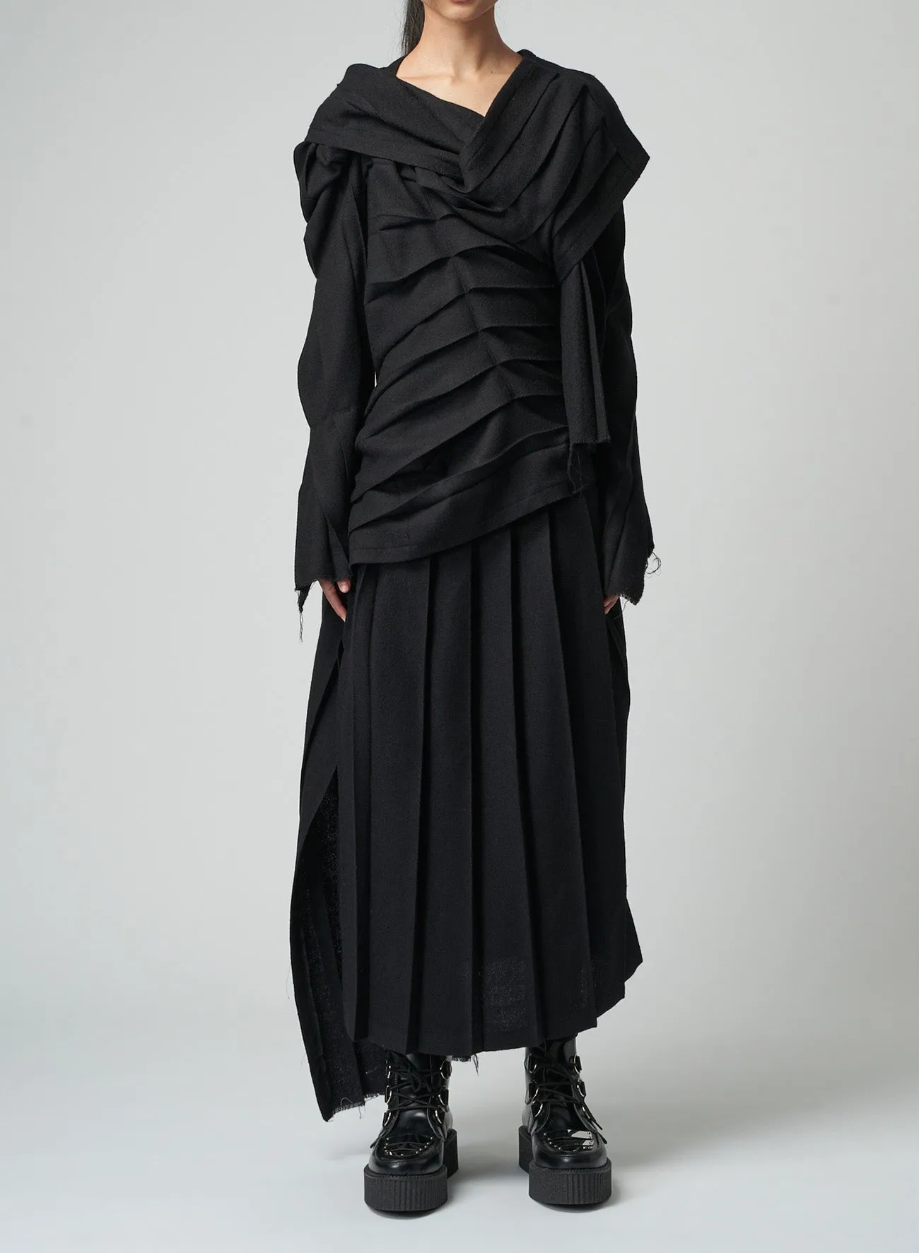 LOW TWIST SERGE DRESS WITH TWISTED PLEATS sold by Yohji Yamamoto product image thumbnail 4