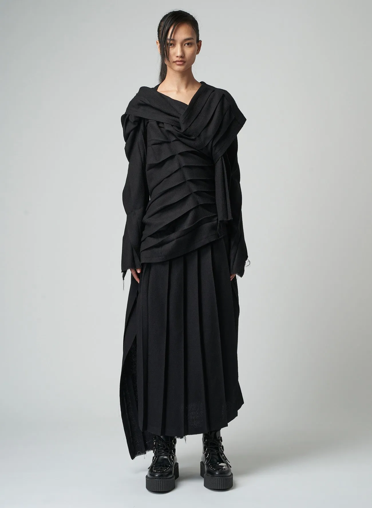 LOW TWIST SERGE DRESS WITH TWISTED PLEATS sold by Yohji Yamamoto product image thumbnail 5