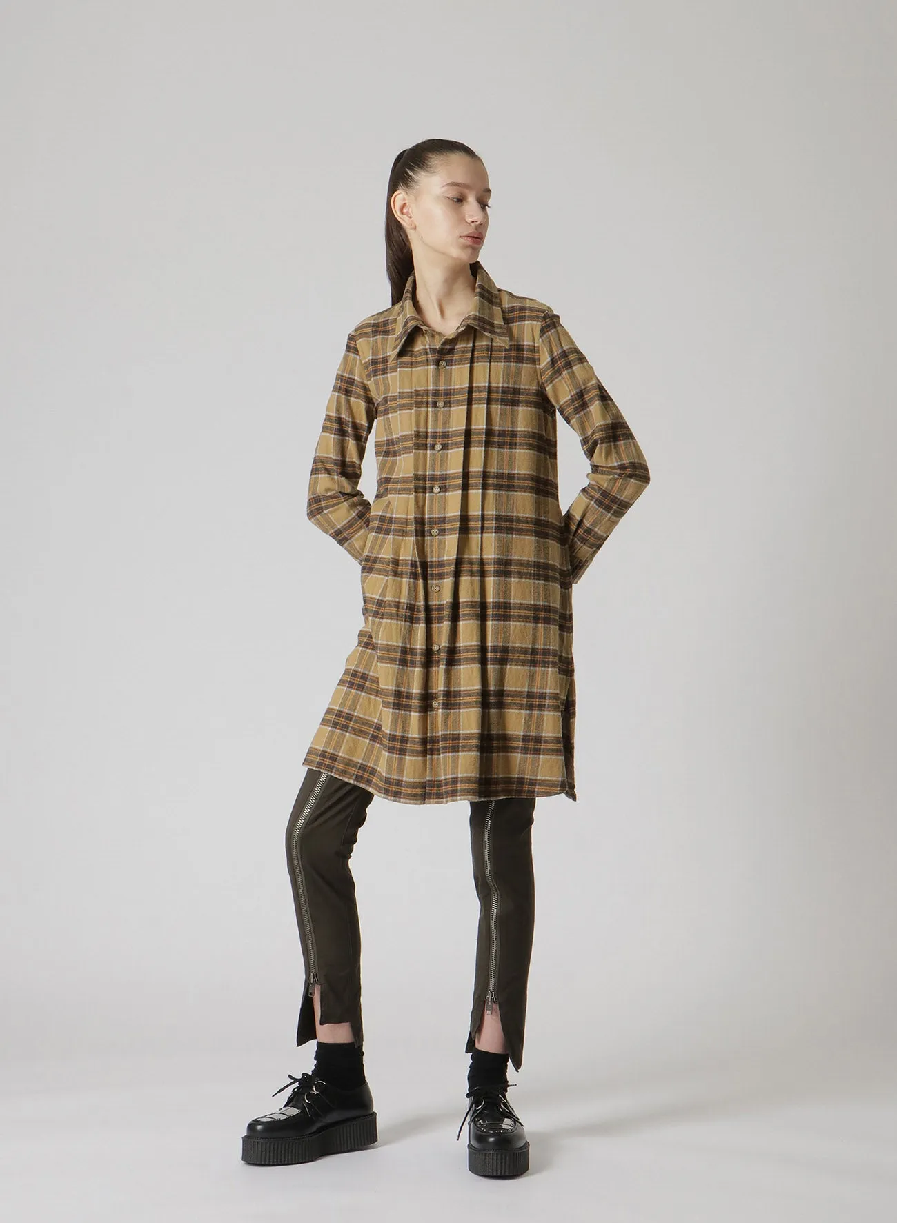 PLAID FLANNEL SHIRT WITH FRONT PLEATS sold by Yohji Yamamoto product image thumbnail 5