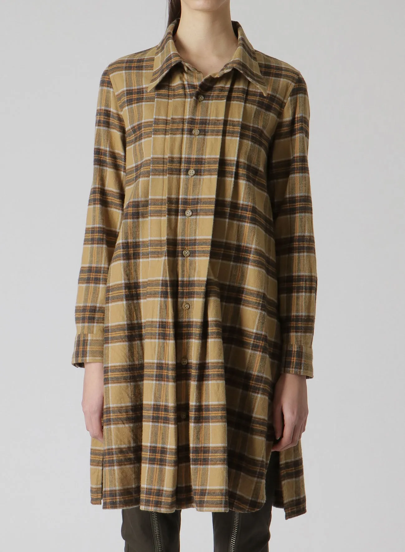 PLAID FLANNEL SHIRT WITH FRONT PLEATS sold by Yohji Yamamoto product image thumbnail 4
