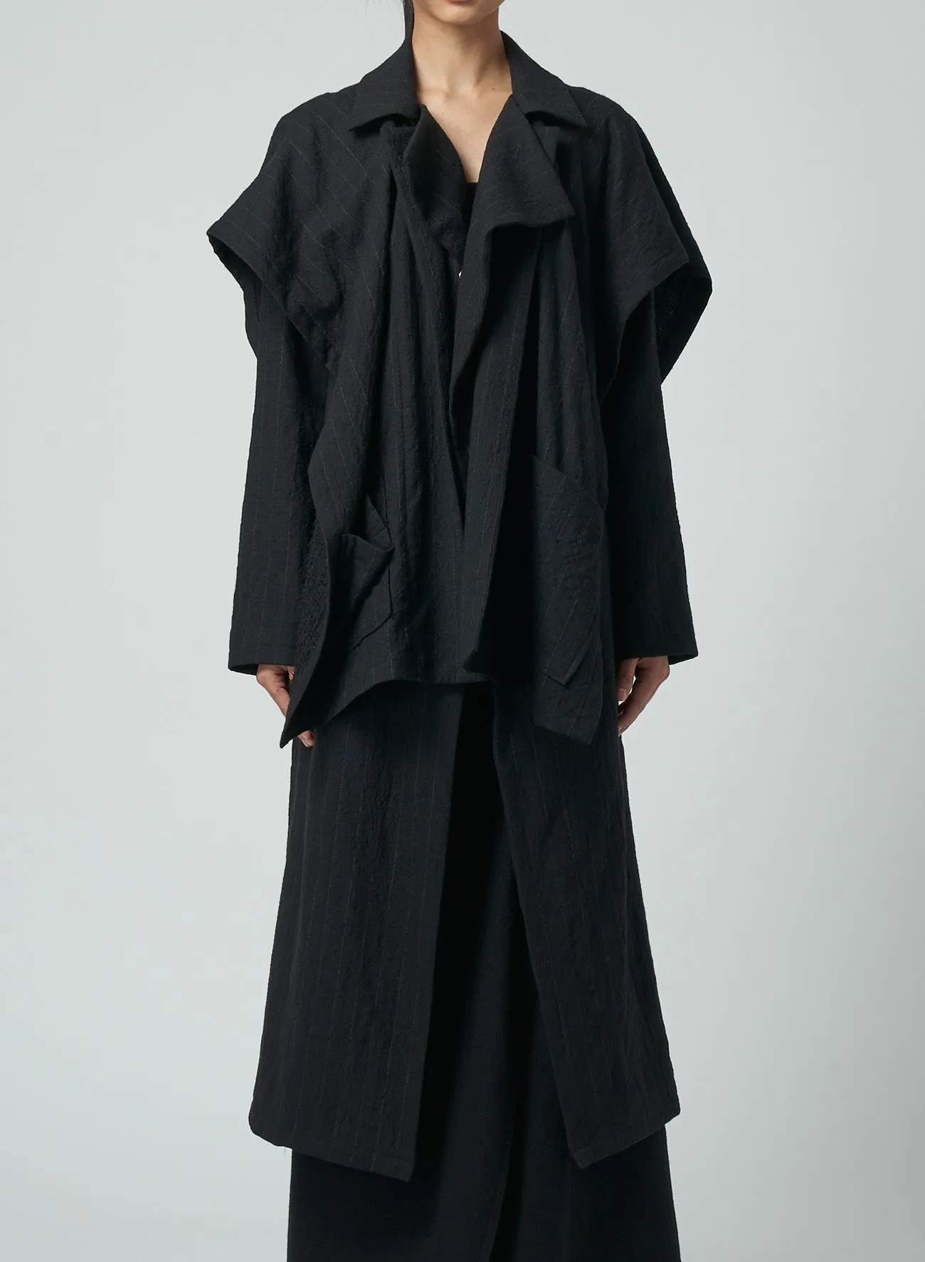 STRIPED CAPE-STYLE COAT sold by Yohji Yamamoto product image thumbnail 5