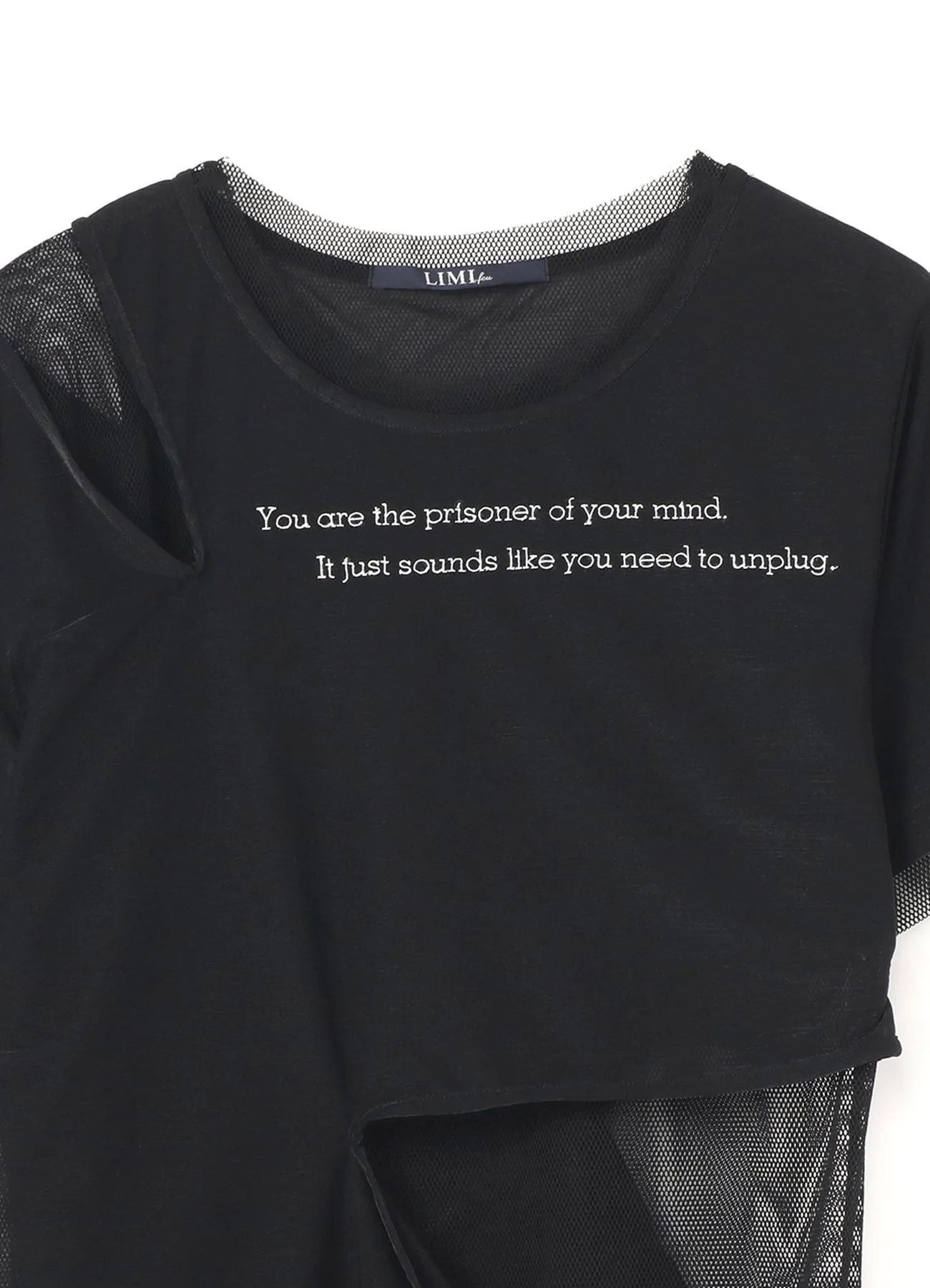Message Embroidery + Pe Net Layered T A sold by Yohji Yamamoto product image thumbnail 4