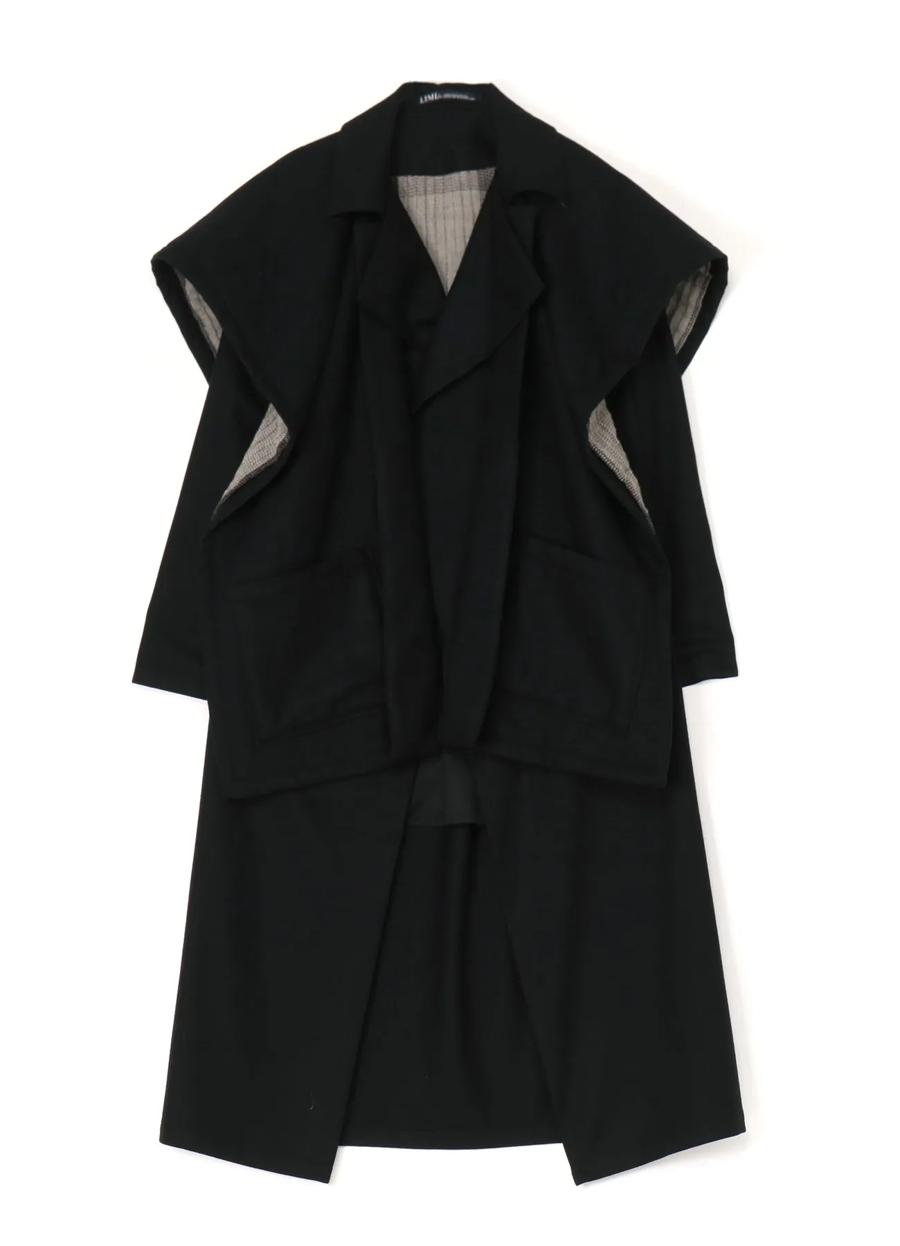 CAPE-STYLE COAT WITH PLAID PATTERN LINING sold by Yohji Yamamoto product image thumbnail 2