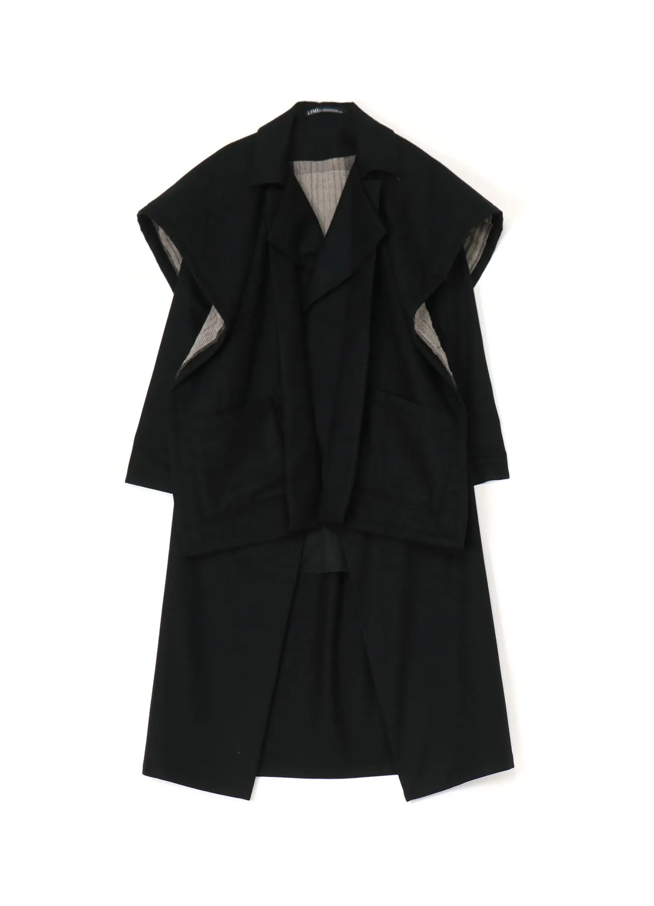 CAPE-STYLE COAT WITH PLAID PATTERN LINING sold by Yohji Yamamoto