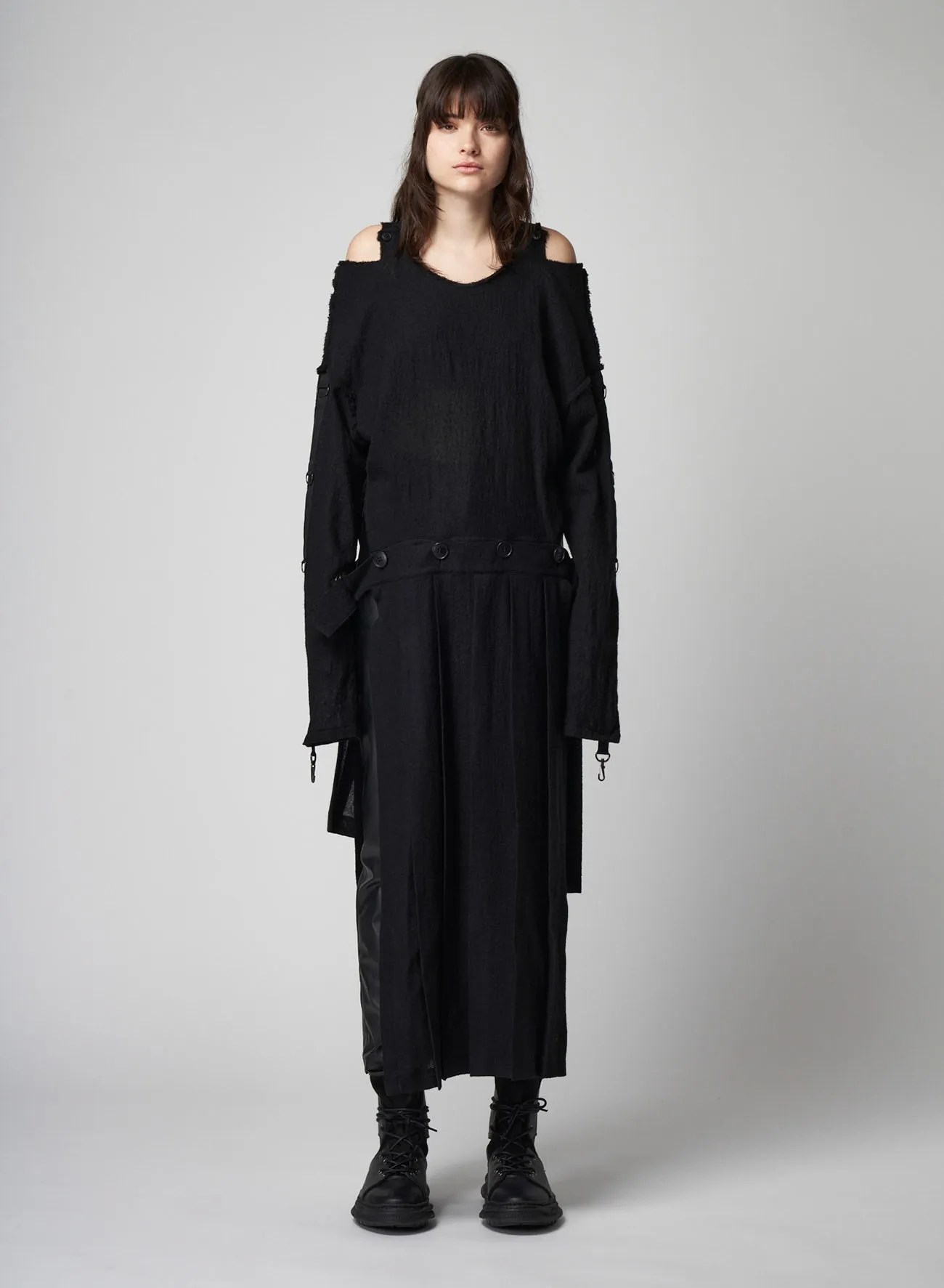 Synthetic Leather Pleats Combination Pants B sold by Yohji Yamamoto product image thumbnail 4