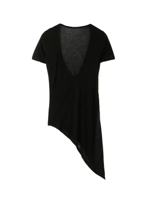 Ry/Si Plain Stitch V-Neck Asymmetry T sold by Yohji Yamamoto