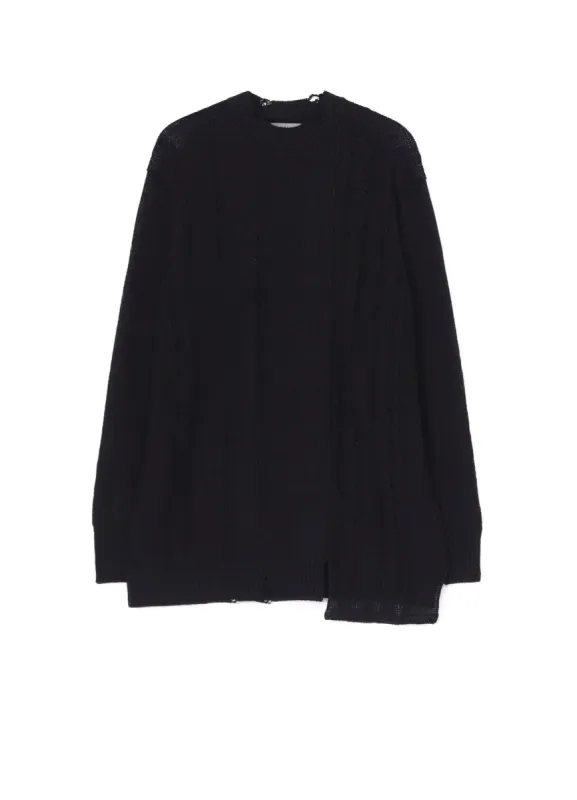 DAMAGE PROCESSED JERSEY CABLE KNITTED PULLOVER sold by Yohji Yamamoto