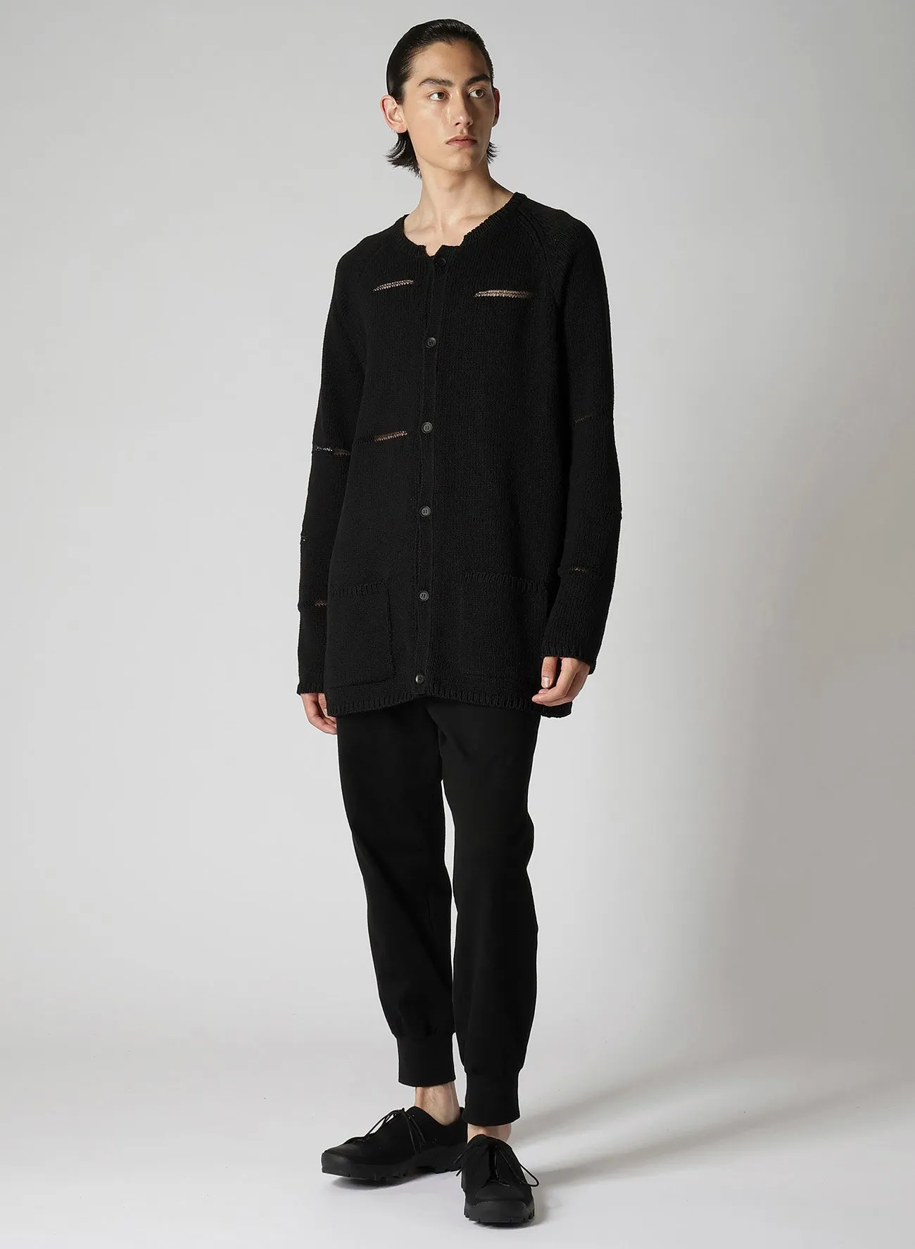 3G JERSEY STITCH DAMAGED DESIGN ROUND NECK LONG CD sold by Yohji Yamamoto product image thumbnail 3