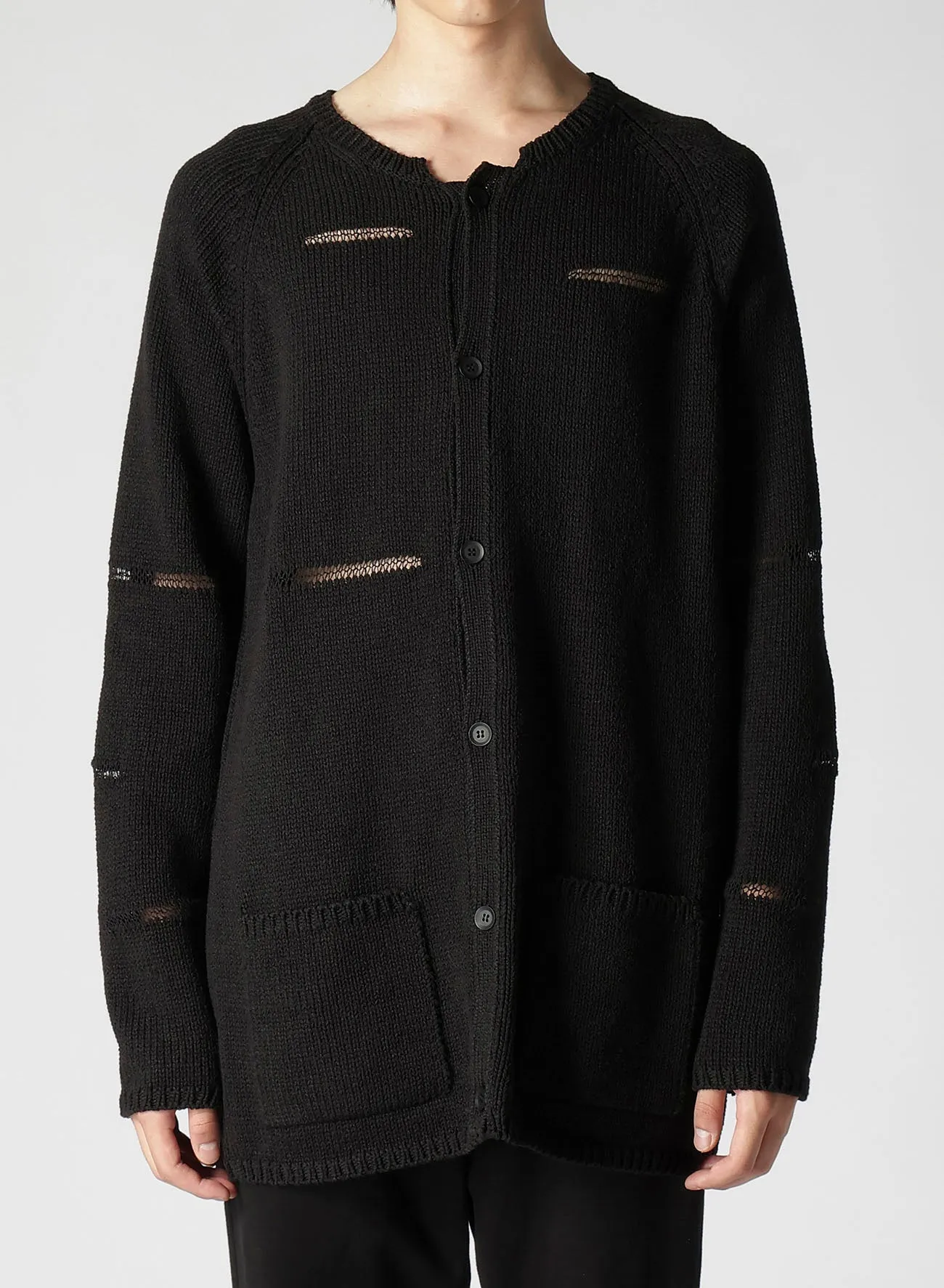 3G JERSEY STITCH DAMAGED DESIGN ROUND NECK LONG CD sold by Yohji Yamamoto product image thumbnail 2