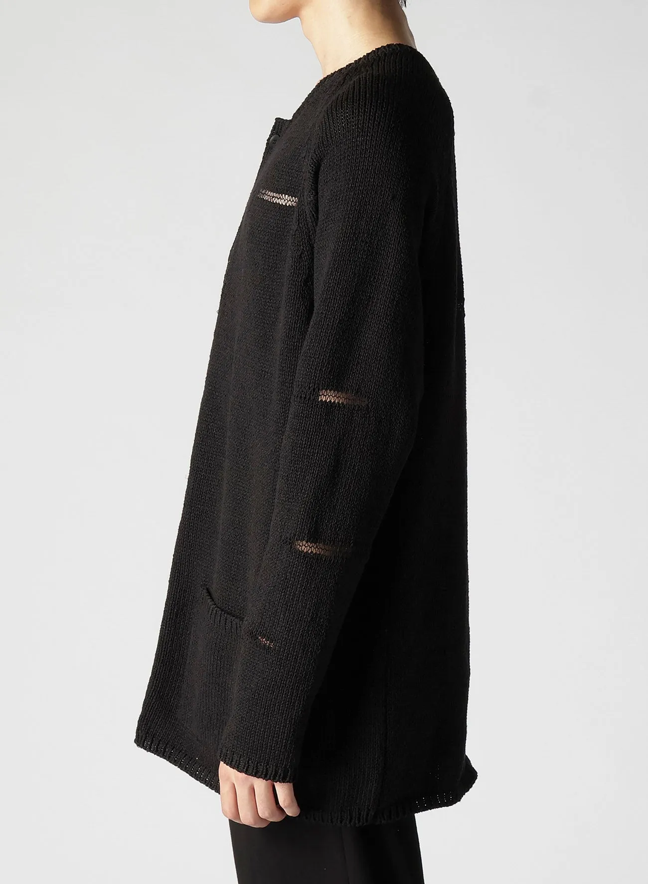 3G JERSEY STITCH DAMAGED DESIGN ROUND NECK LONG CD sold by Yohji Yamamoto product image thumbnail 4