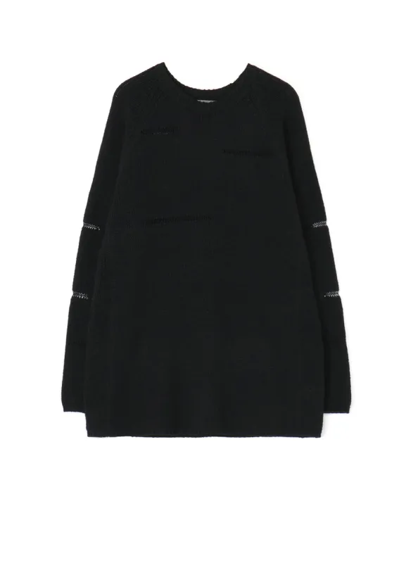 3G JERSEY STITCH DAMAGED DESIGN SHEER ROUND NECK LONG SLEEVE sold by Yohji Yamamoto