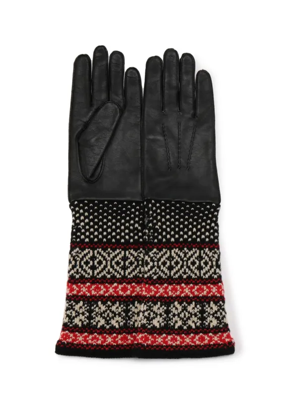 LAMB SKIN/WJQ KNIT CUFFS GLOVE sold by Yohji Yamamoto