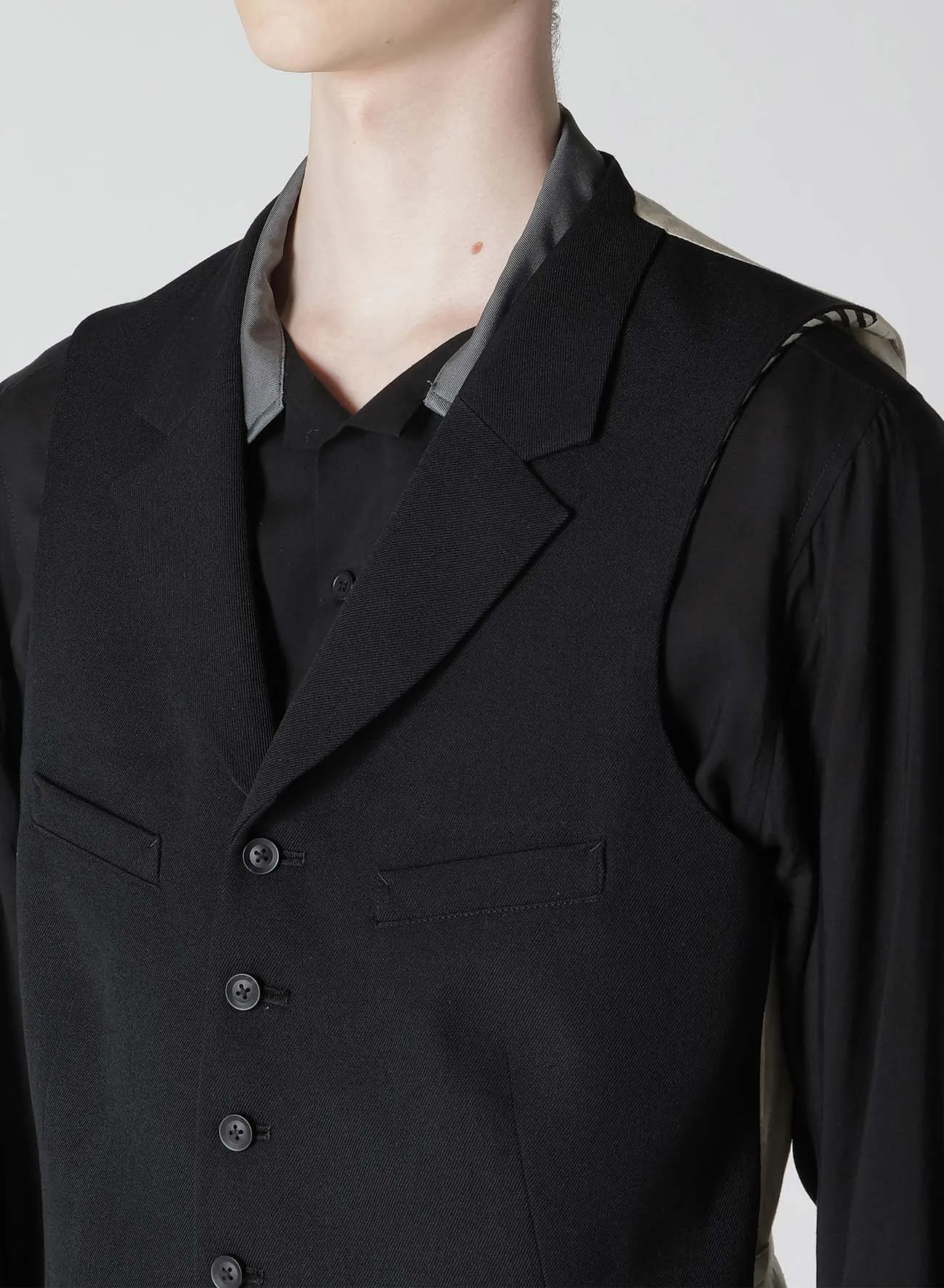 ARMY GABARDINE NOTCHED LAPEL GABARDINE VEST sold by Yohji Yamamoto product image thumbnail 3