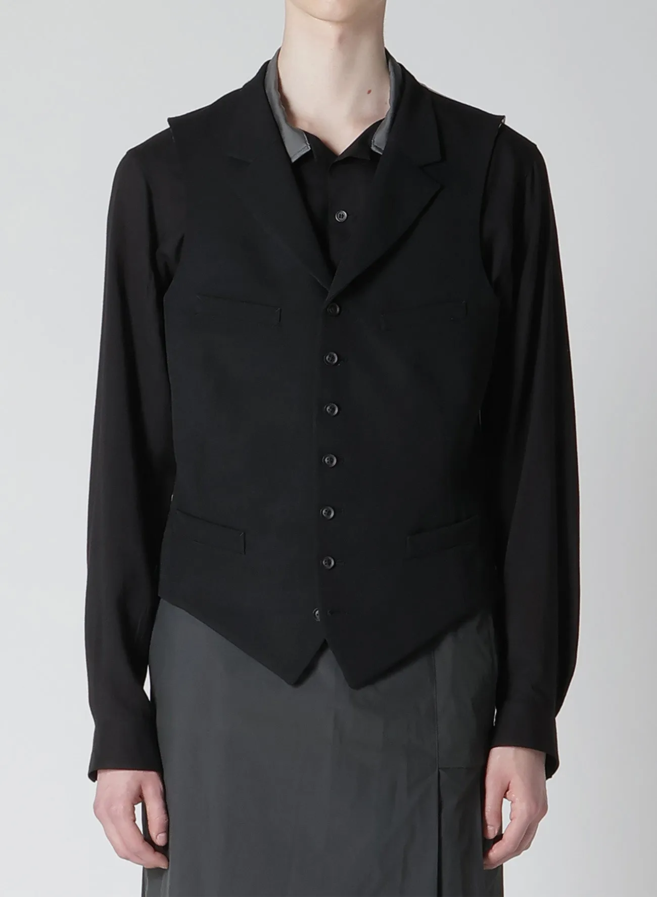 ARMY GABARDINE NOTCHED LAPEL GABARDINE VEST sold by Yohji Yamamoto product image thumbnail 2