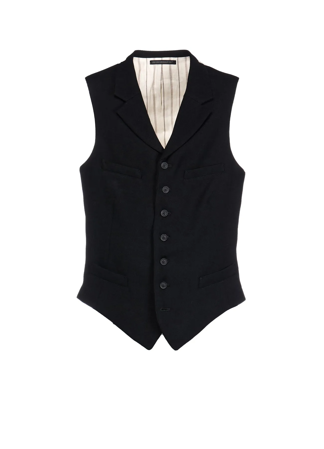 ARMY GABARDINE NOTCHED LAPEL GABARDINE VEST sold by Yohji Yamamoto