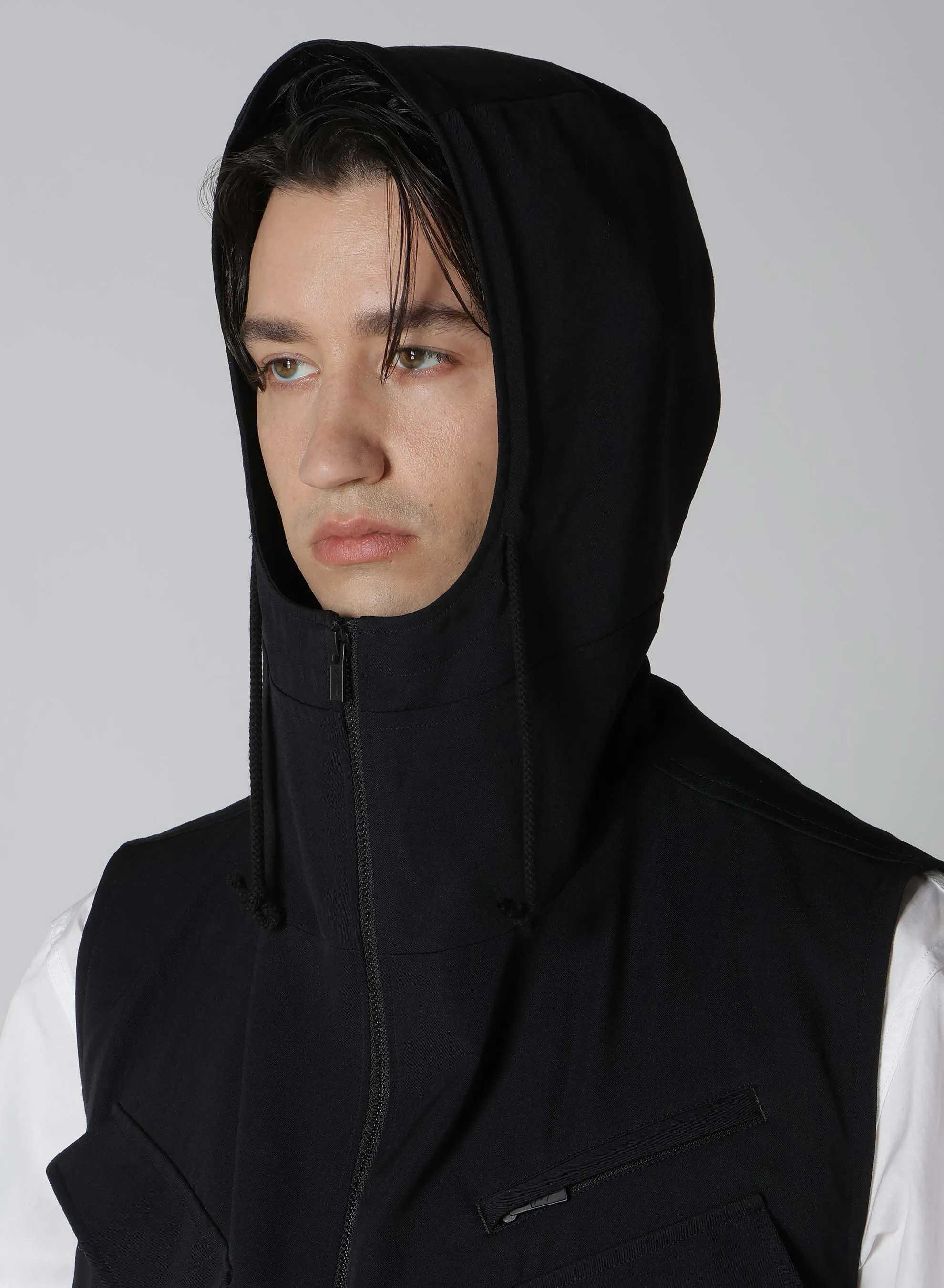 WOOL GABARDINE HOODED VEST sold by Yohji Yamamoto product image thumbnail 3