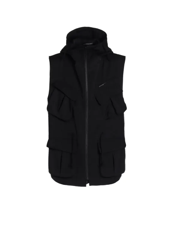 WOOL GABARDINE HOODED VEST sold by Yohji Yamamoto