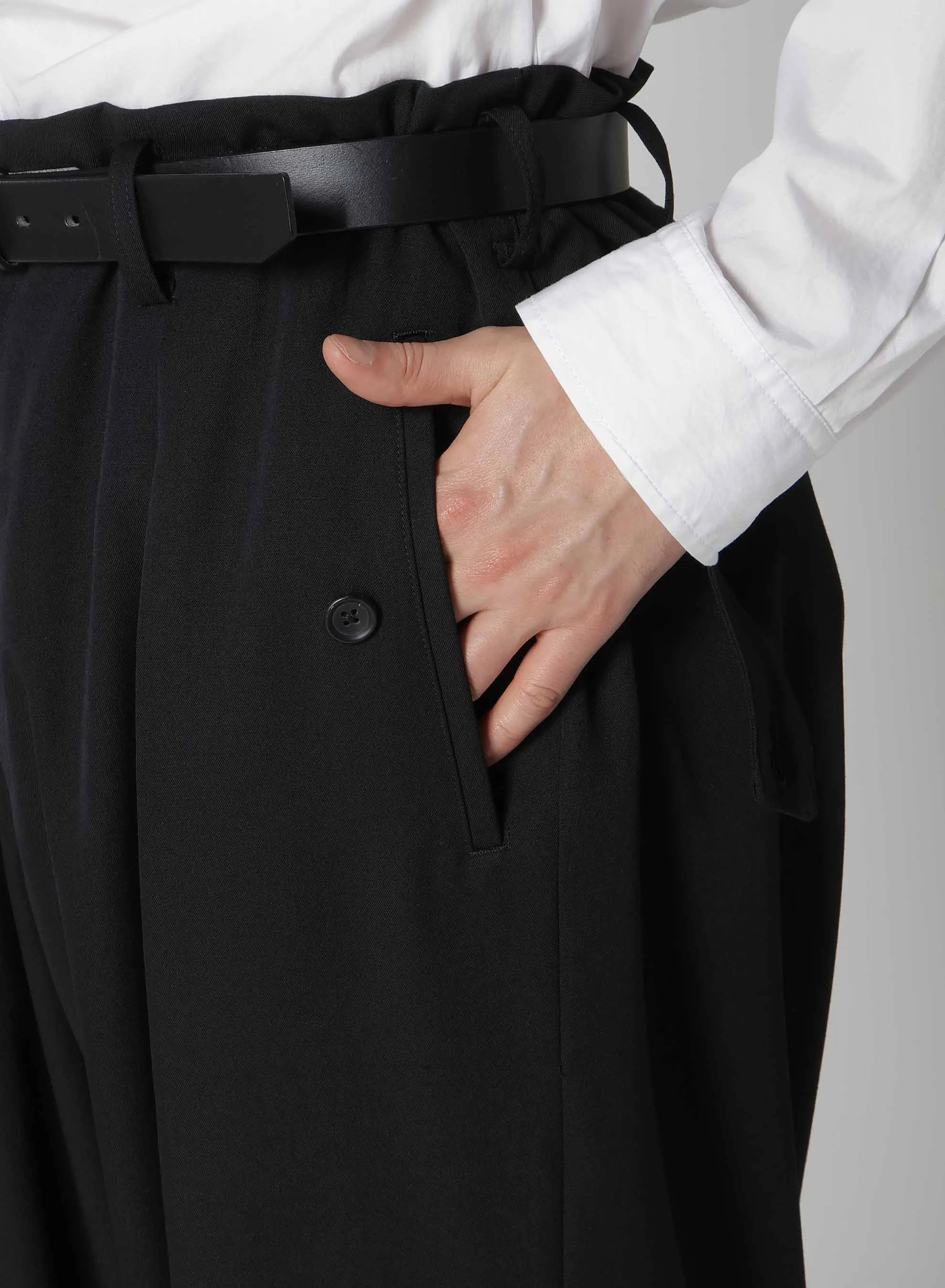 WOOL GABARDINE TUCK TAB PANTS sold by Yohji Yamamoto product image thumbnail 4