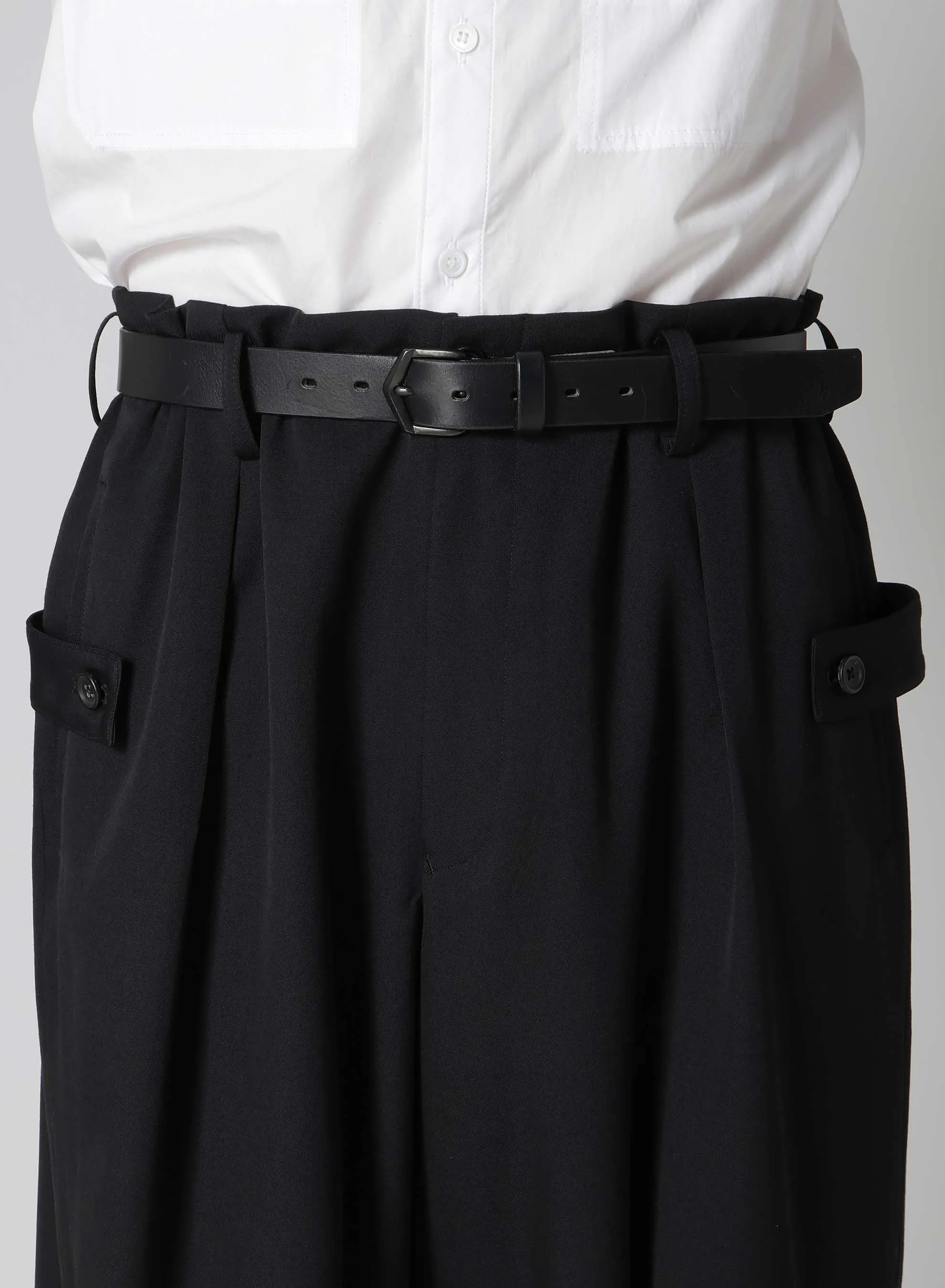 WOOL GABARDINE TUCK TAB PANTS sold by Yohji Yamamoto product image thumbnail 3