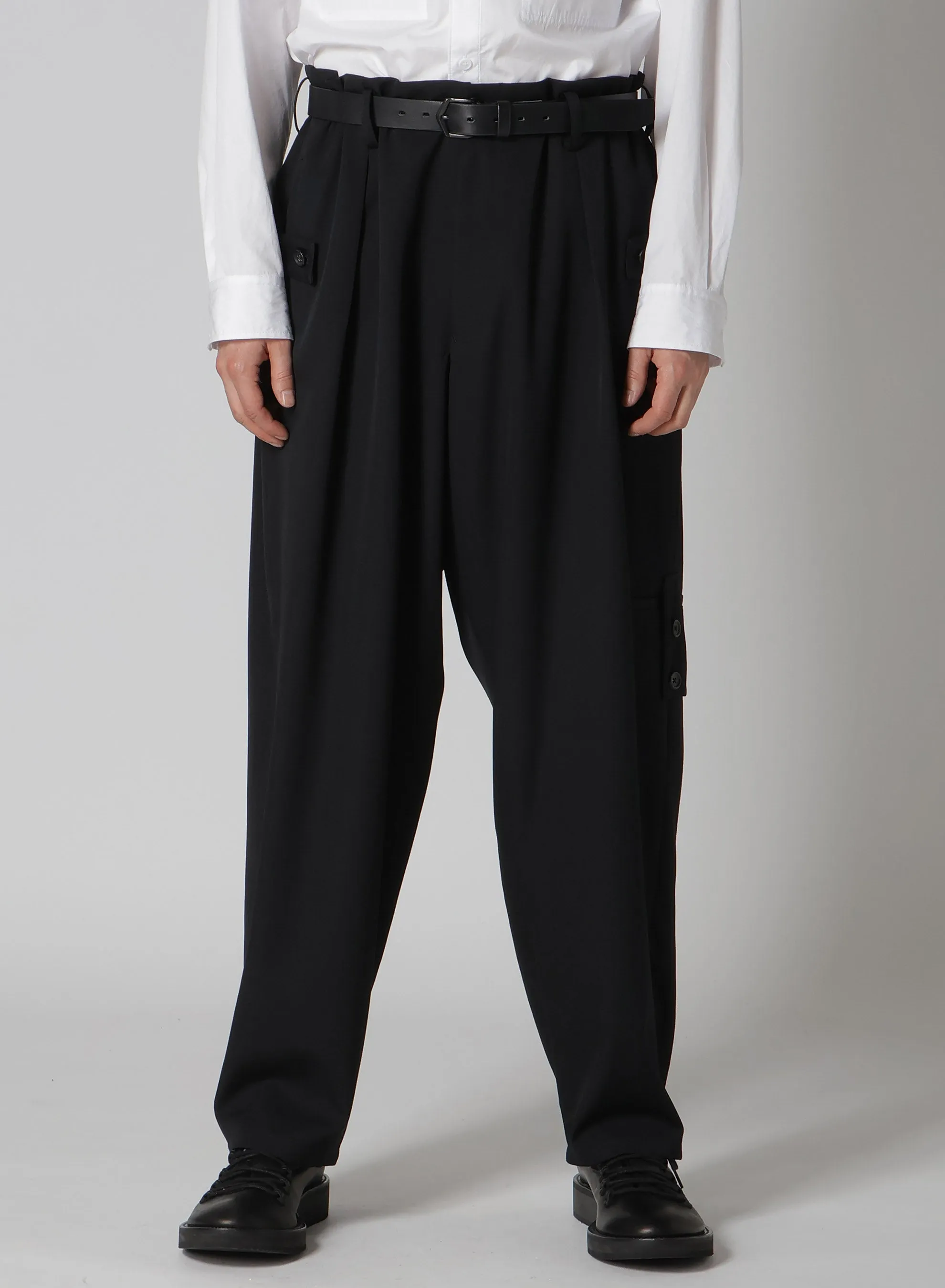 WOOL GABARDINE TUCK TAB PANTS sold by Yohji Yamamoto product image thumbnail 2