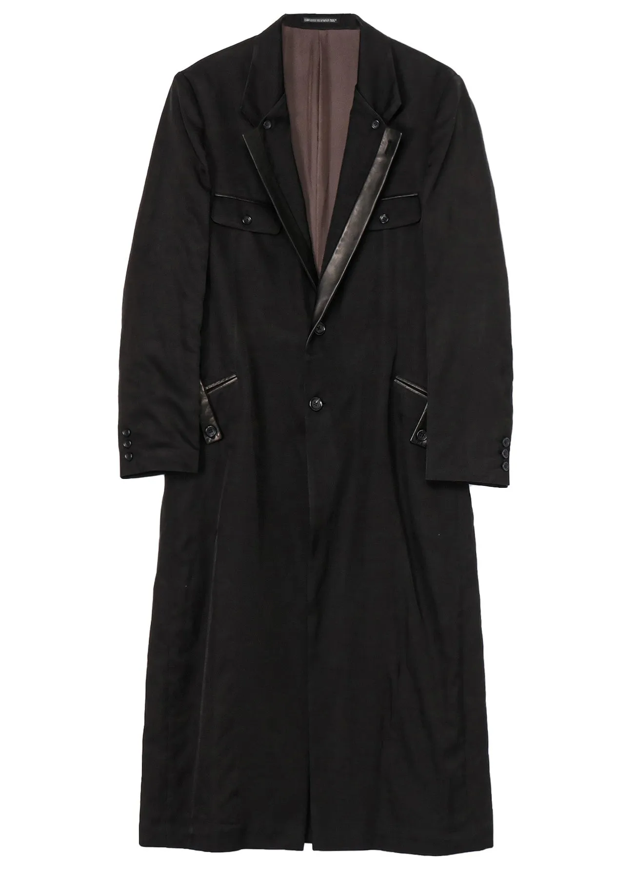 LEATHER COLLAR LONG JACKET sold by Yohji Yamamoto product image thumbnail 3