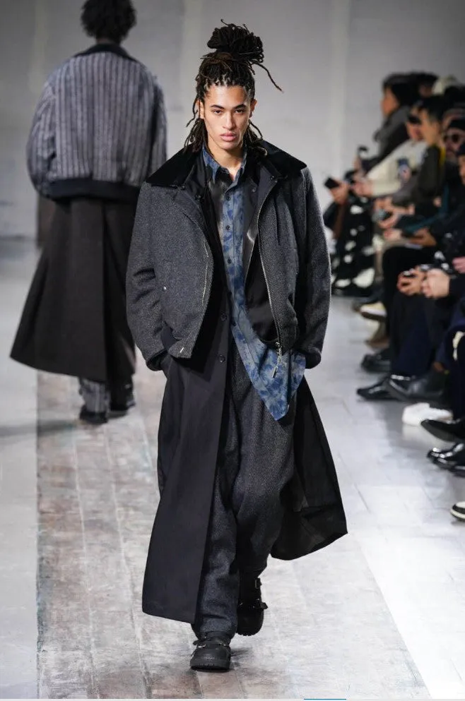LEATHER COLLAR LONG JACKET sold by Yohji Yamamoto product image thumbnail 2