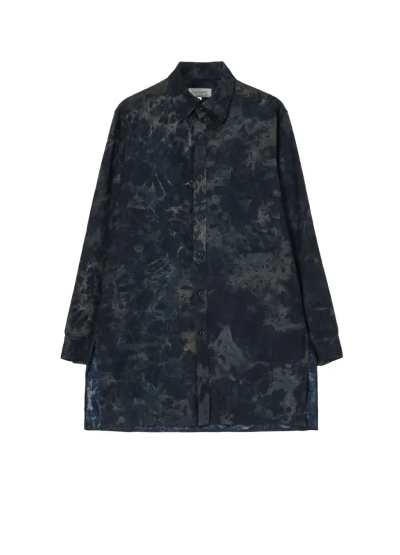 COTTON LINEN SHEETING INK PLACKET TAB TRIPLE COLLAR BLOUSE made by Yohji Yamamoto