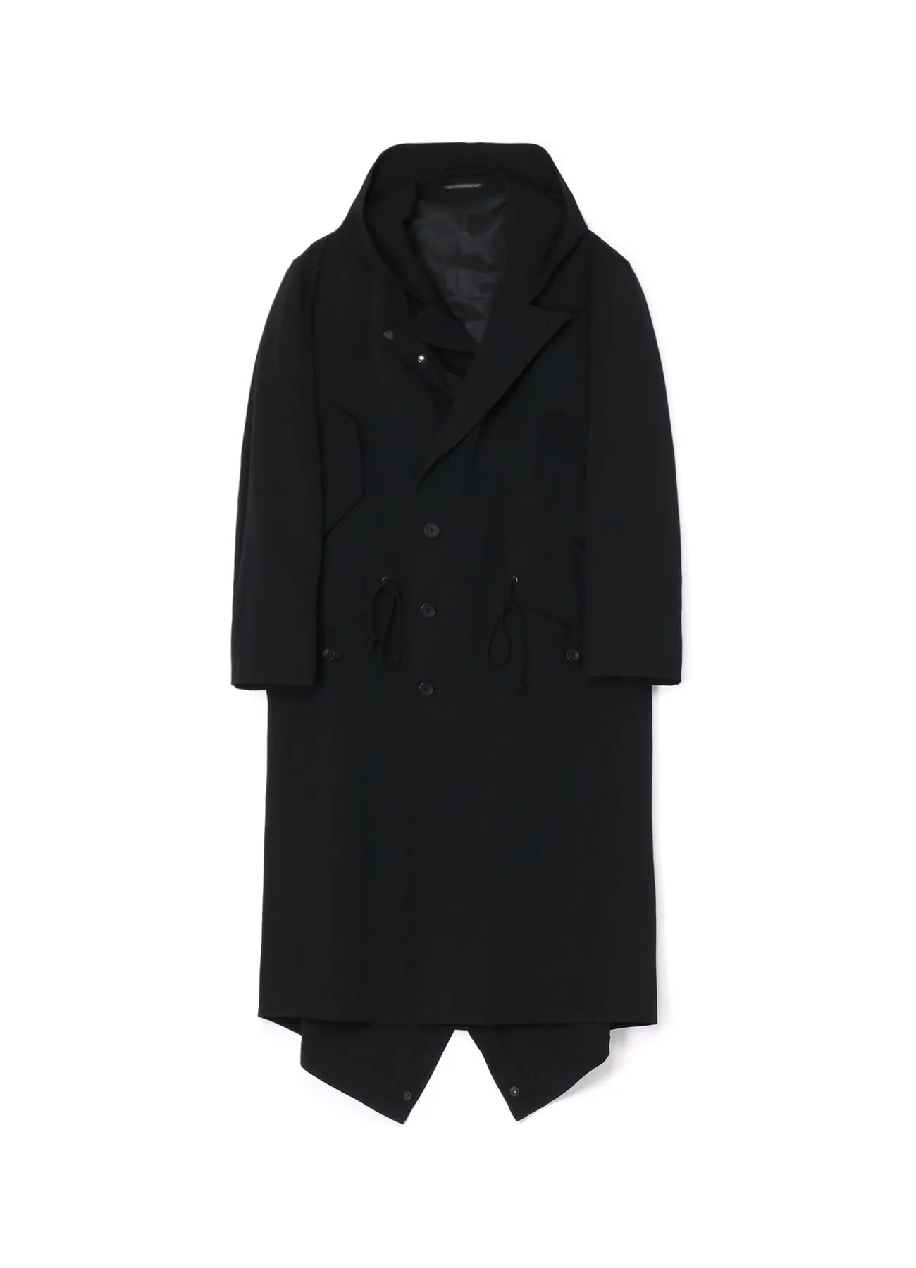 WOOL GABARDINE HOOD PEAK MODS COAT sold by Yohji Yamamoto