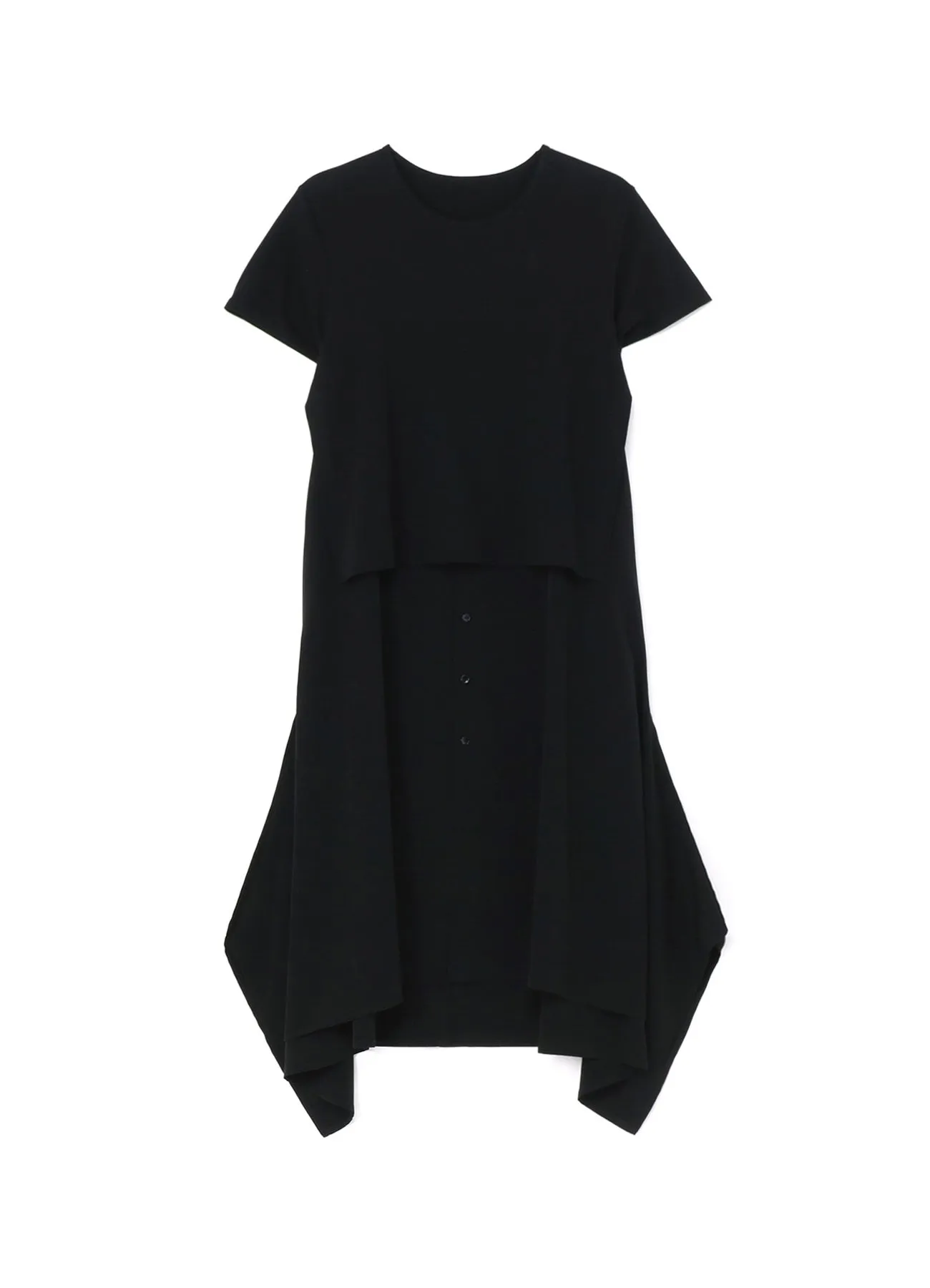 CREPE DE CHINE+COTTONJERSEY SHORT SLEEVE DOCKING LONG SHIRT DRESS sold by Yohji Yamamoto