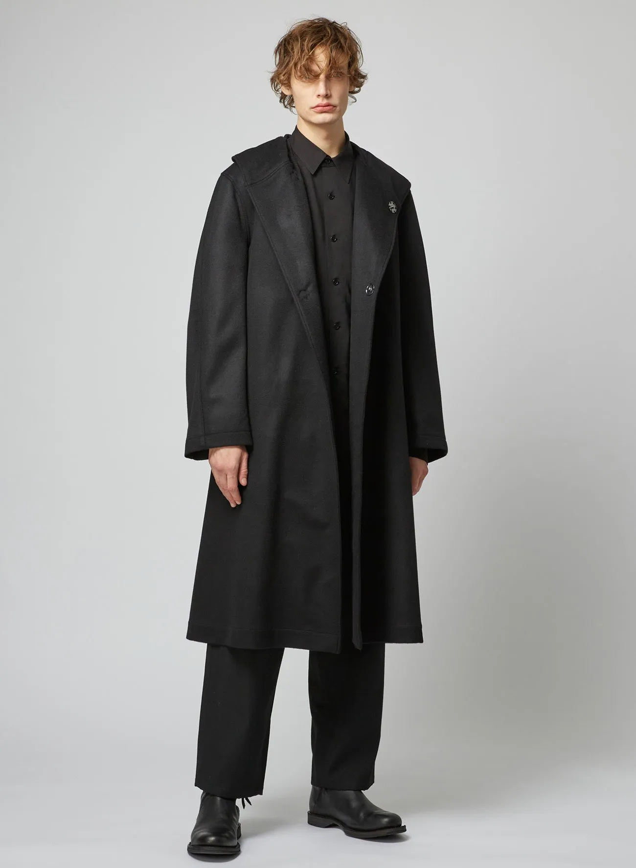 BEAVER FINISHED W/Ca O-SNAP B HOOD COAT sold by Yohji Yamamoto product image thumbnail 3