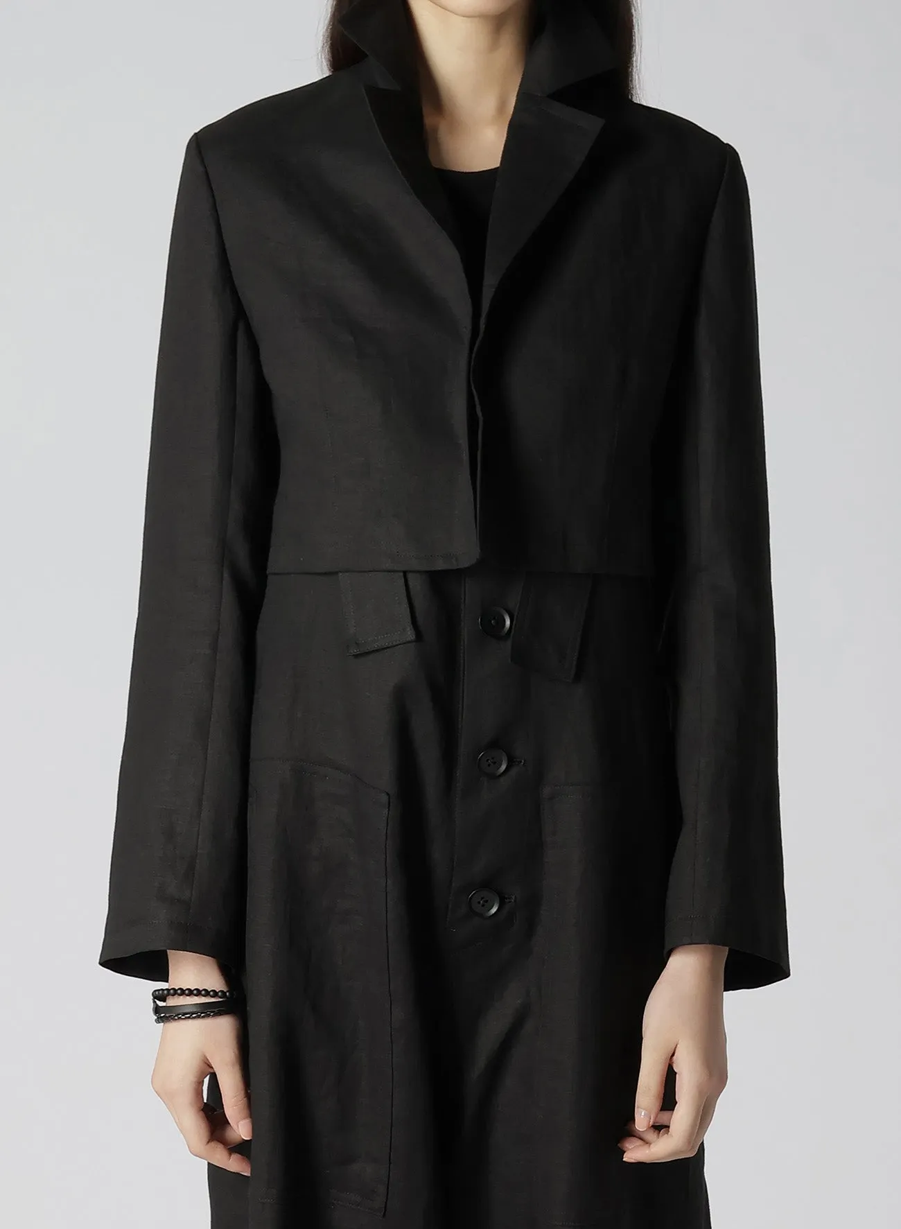 LINEN LAWN SHORT BACK JACKET sold by Yohji Yamamoto product image thumbnail 5