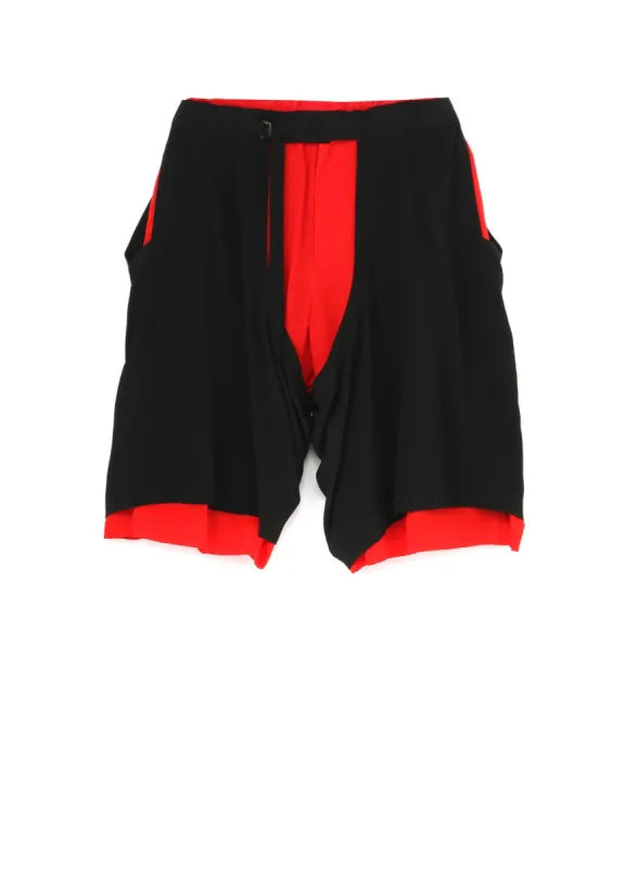 SILK CRAPE DECHINE+RED CELLULOSE LAWN COVER PANTS sold by Yohji Yamamoto