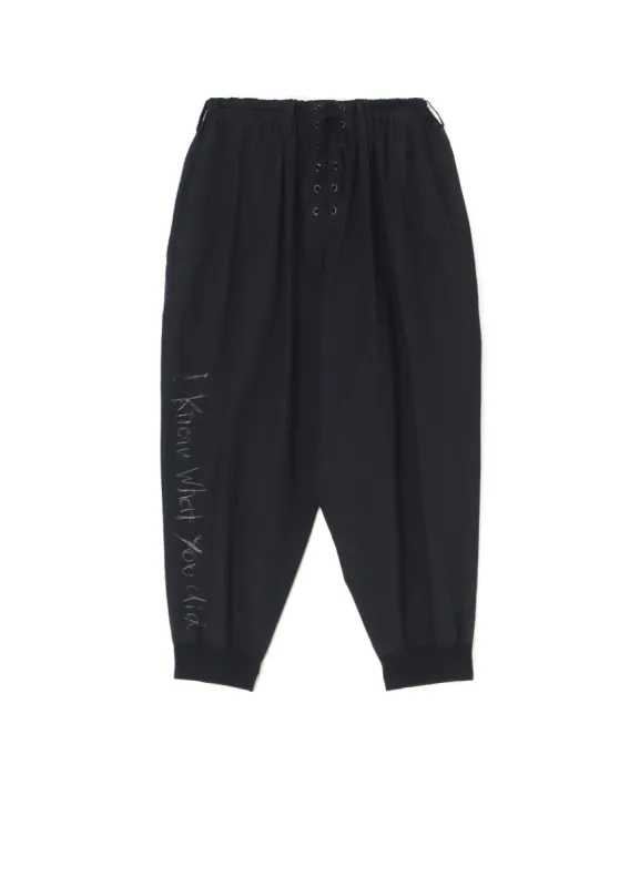 W-I KNOW WHAT STRING PANTS sold by Yohji Yamamoto