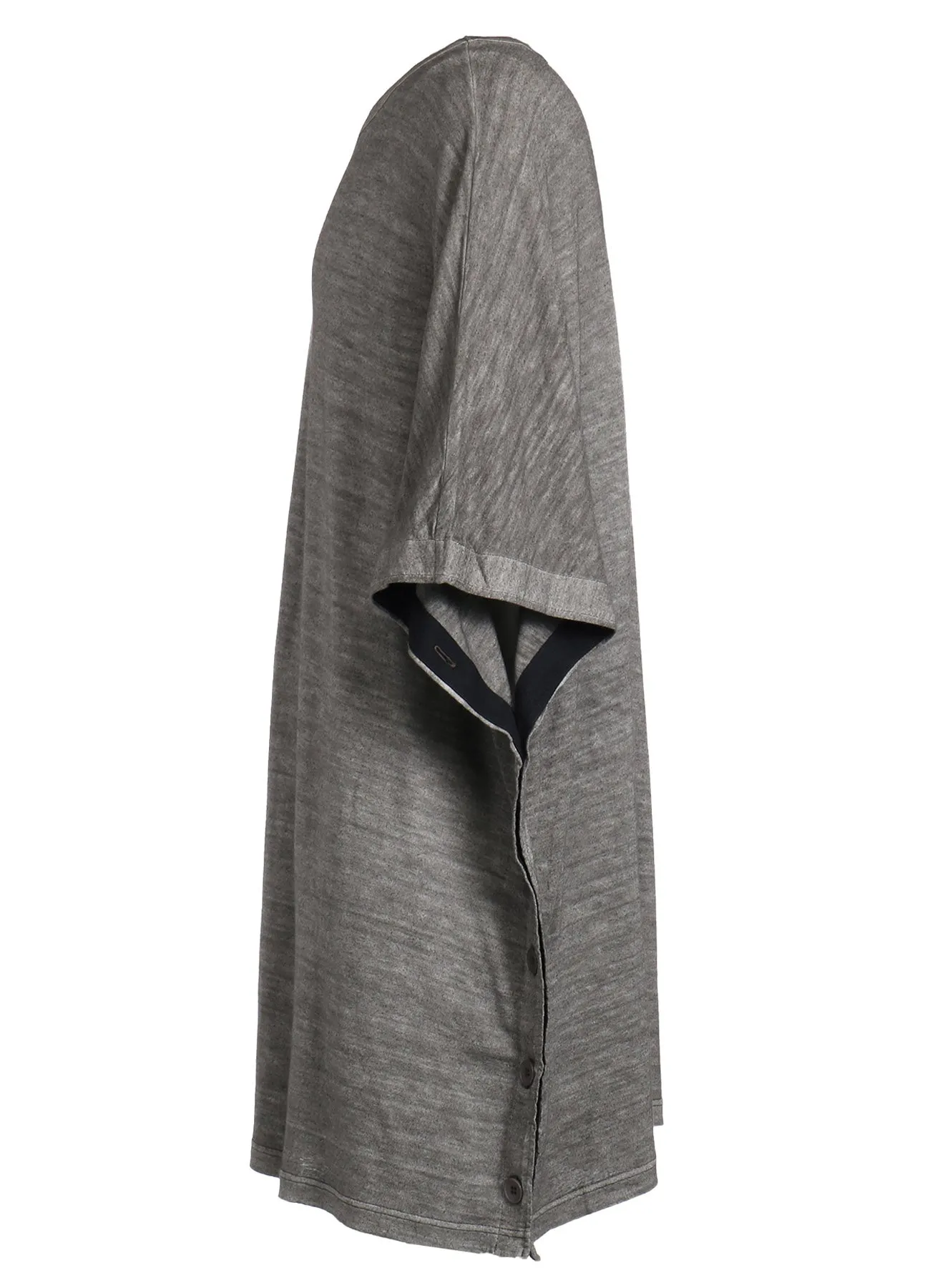 SUMI INK-DYED LINEN JERSEY SIDE BUTTON HALF SLEEVE BIG T-SHIRT sold by Yohji Yamamoto product image thumbnail 3