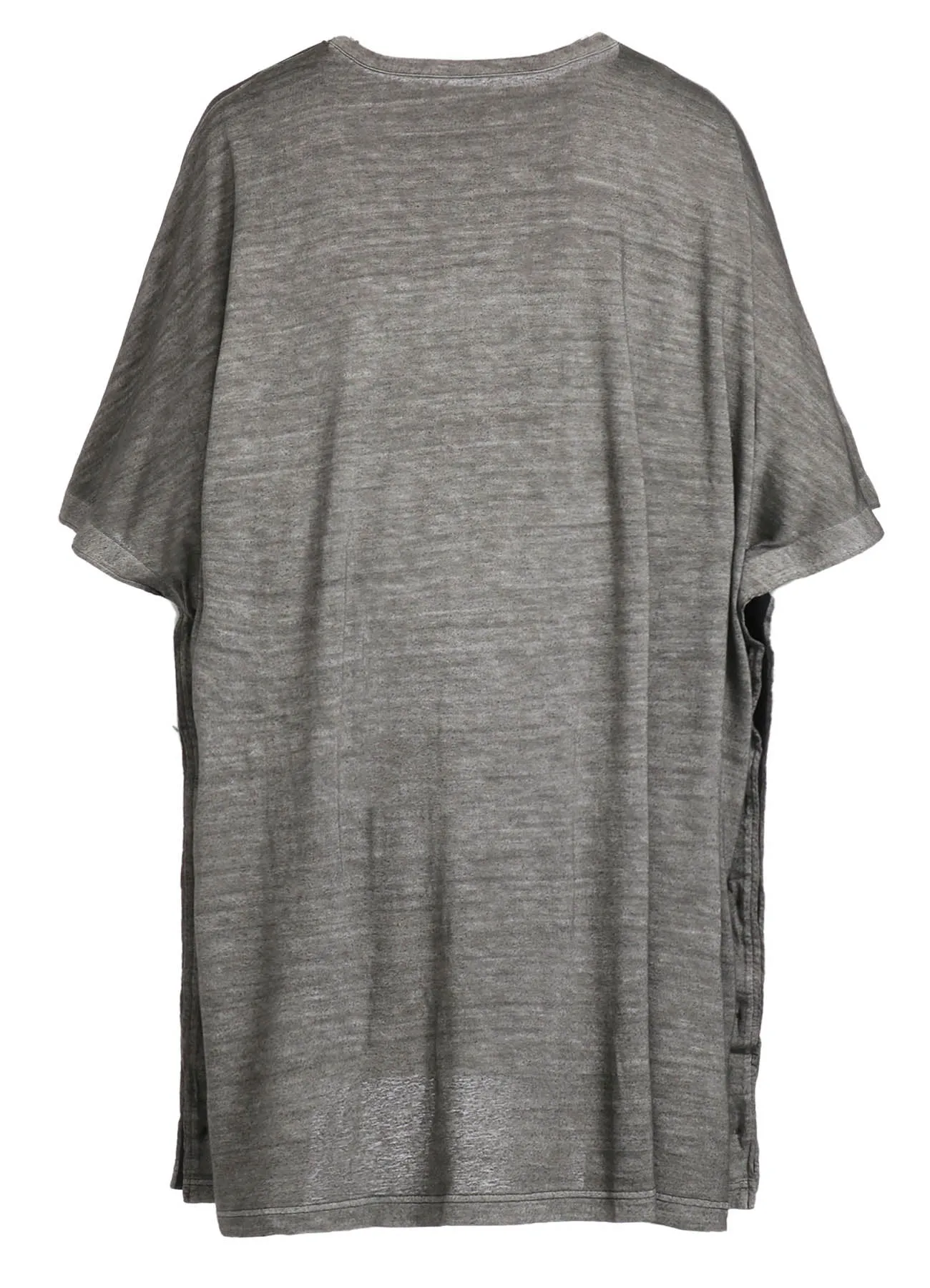SUMI INK-DYED LINEN JERSEY SIDE BUTTON HALF SLEEVE BIG T-SHIRT sold by Yohji Yamamoto product image thumbnail 4