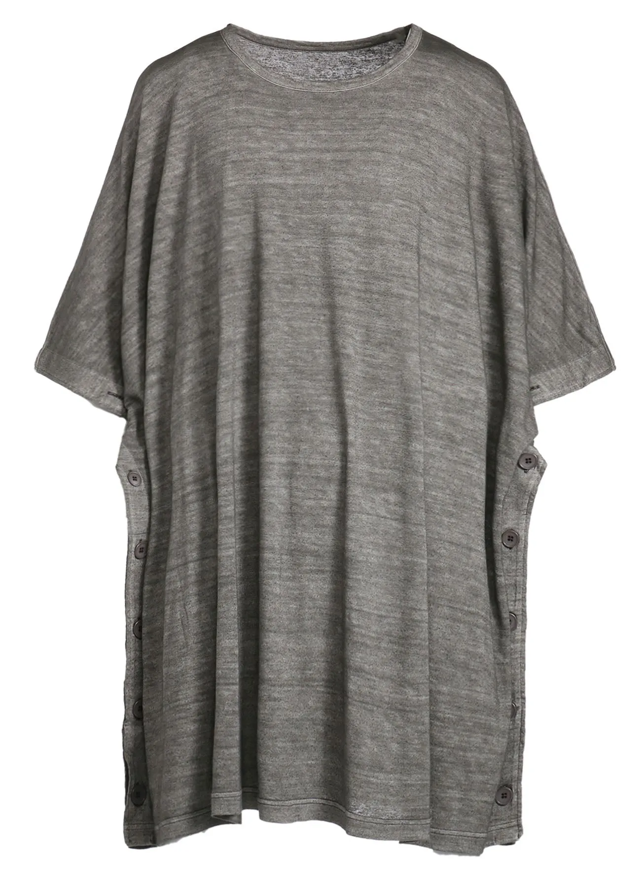 SUMI INK-DYED LINEN JERSEY SIDE BUTTON HALF SLEEVE BIG T-SHIRT sold by Yohji Yamamoto product image thumbnail 2