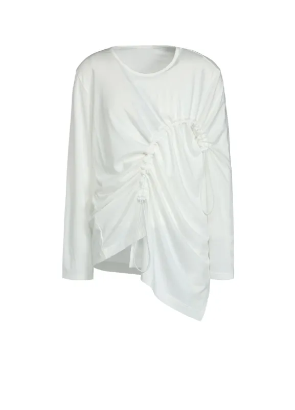 COTTON MODAL JERSEY DRAWSTRING SHIRRED LONG SLEEVE T-SHIRT sold by Yohji Yamamoto
