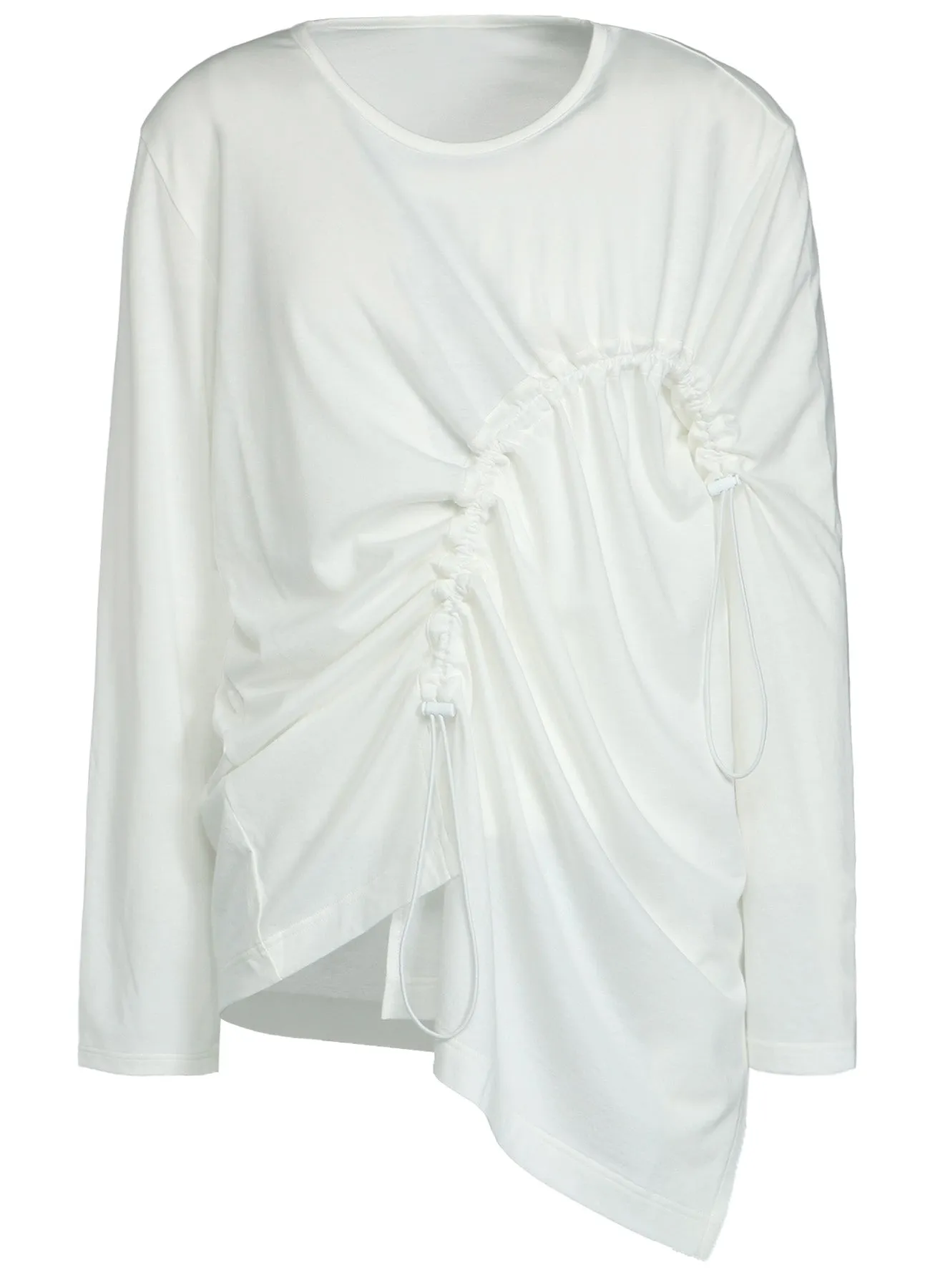 COTTON MODAL JERSEY DRAWSTRING SHIRRED LONG SLEEVE T-SHIRT sold by Yohji Yamamoto product image thumbnail 2