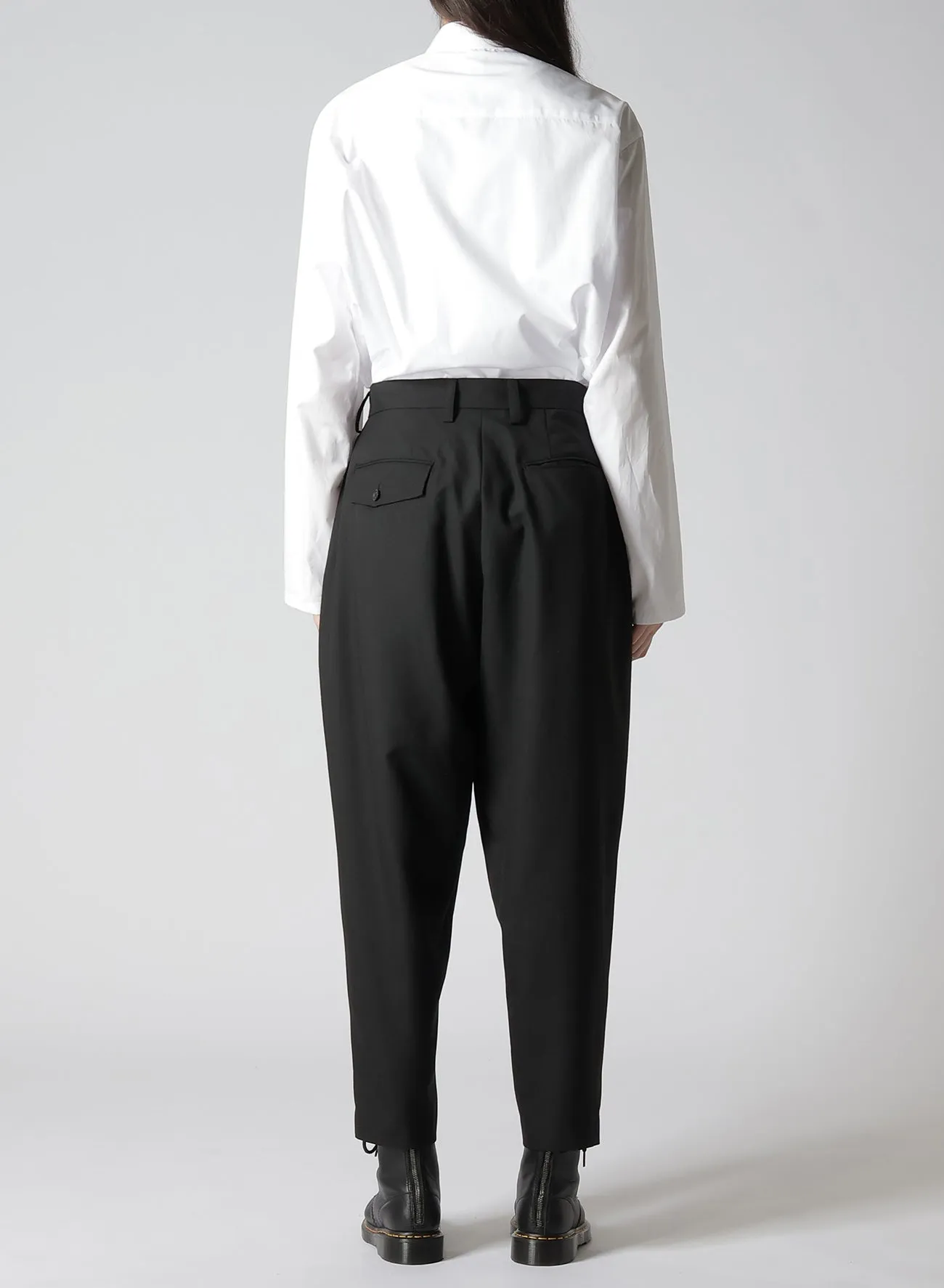 WOOL POLYESTER GABARDINE CROSS TUCK PANTS sold by Yohji Yamamoto product image thumbnail 5