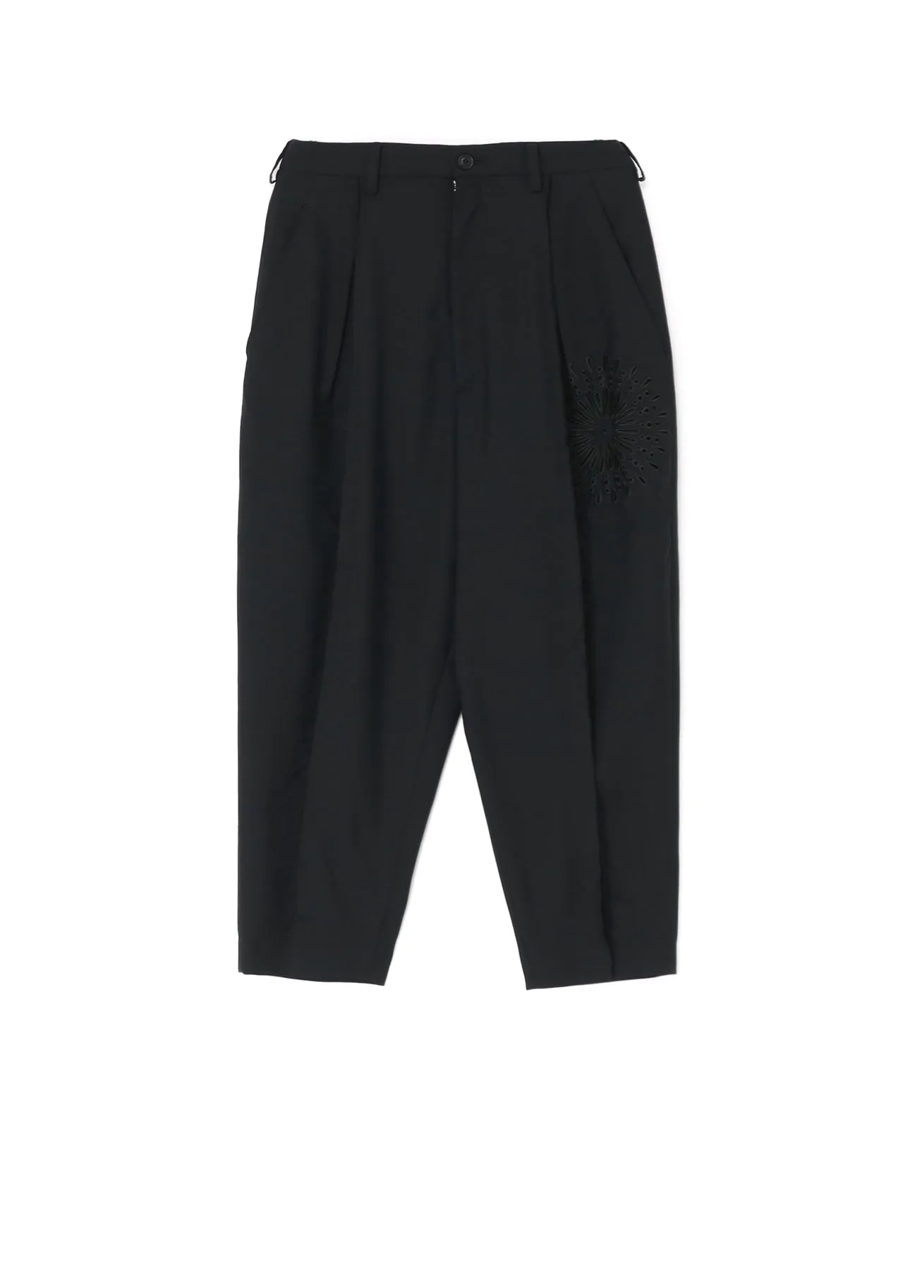 WOOL POLYESTER GABARDINE CROSS TUCK PANTS sold by Yohji Yamamoto