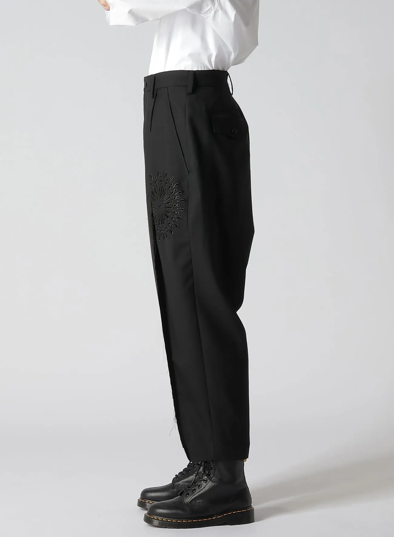 WOOL POLYESTER GABARDINE CROSS TUCK PANTS sold by Yohji Yamamoto product image thumbnail 4