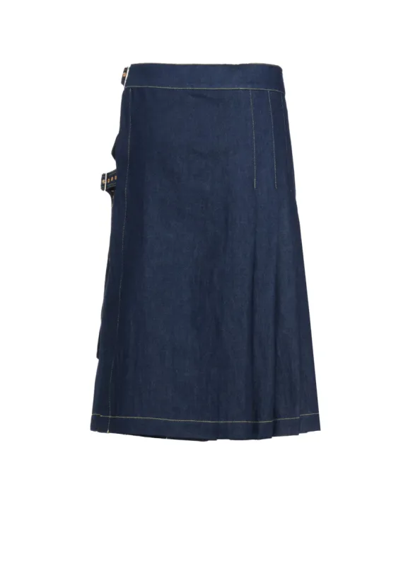 8OZ UNEVEN THREAD DENIM WRAPPED TUCK SKIRT made by Yohji Yamamoto